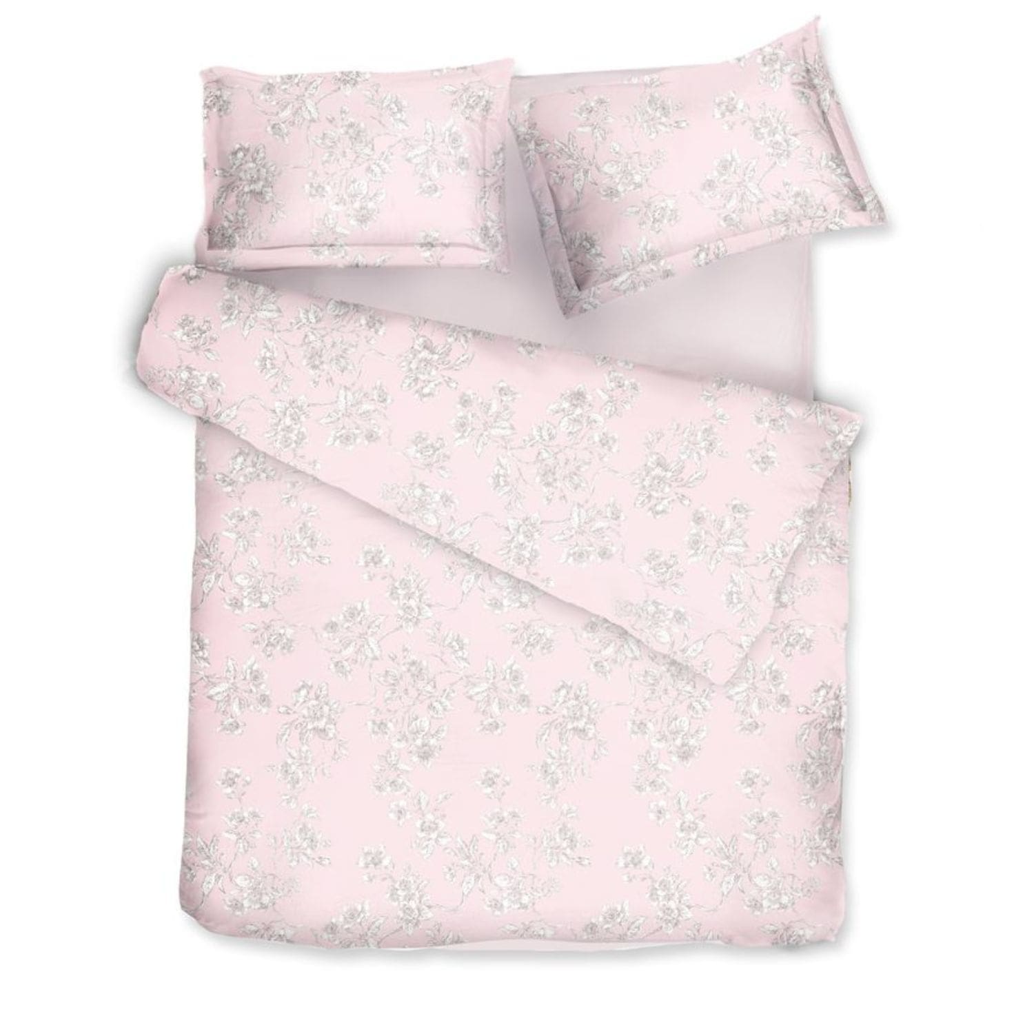 Decoflux Home White / Pink Cotton Bedding Set  Eden Primrose Pink Uk Super King, Us King In Multi