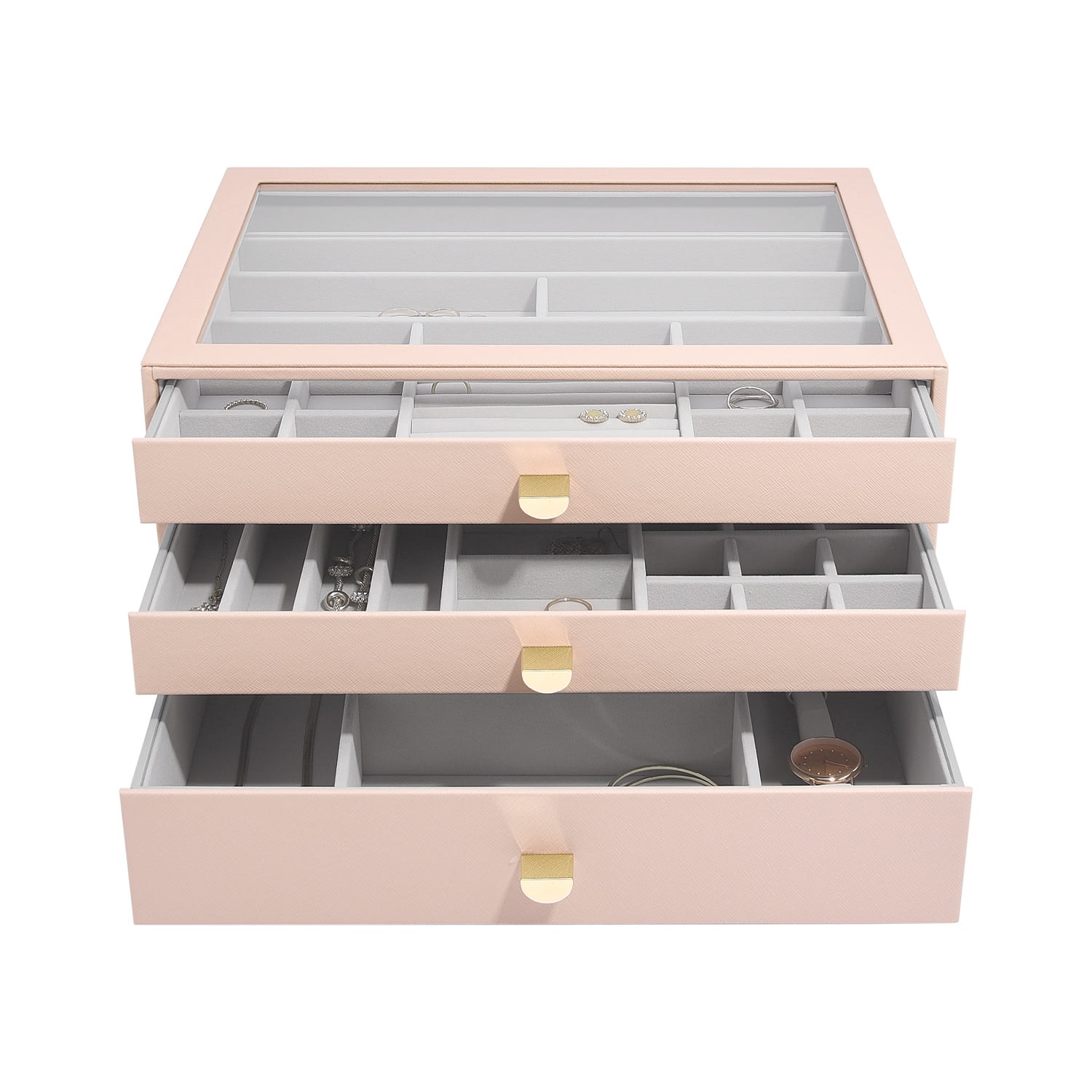 Women’s Pink / Purple Blush Pink Supersize Jewellery Box With Drawers Stackers