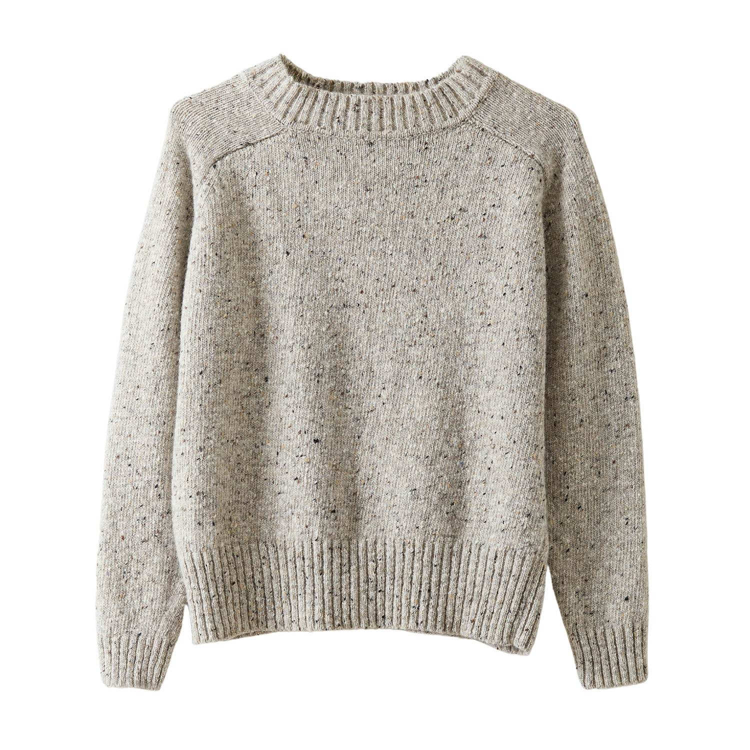 Oubas Women's Green Donegal Merino Wool Sweater In Stone In Green