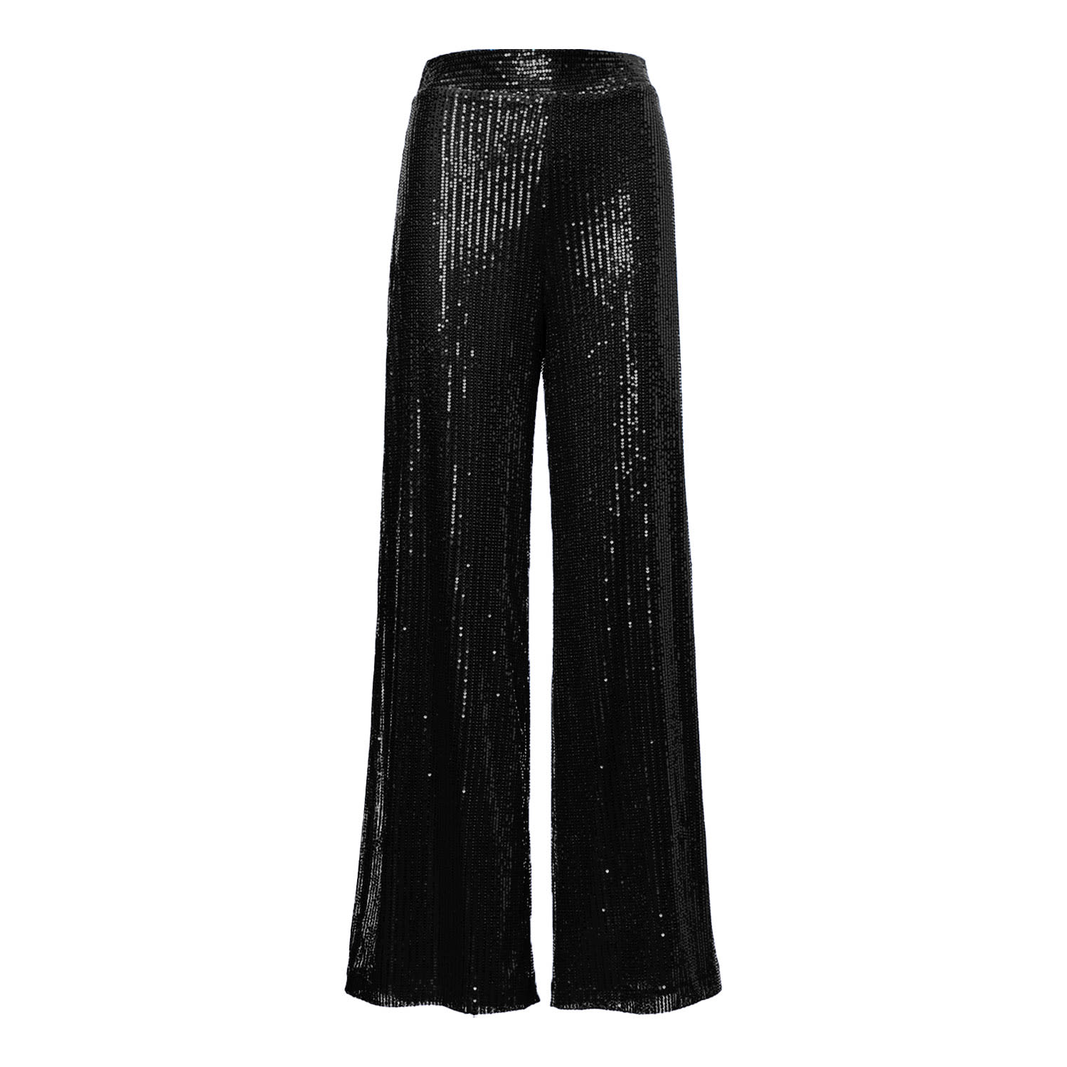 Women’s Black Sequin Embellished High-Waist Trousers Medium Bluzat