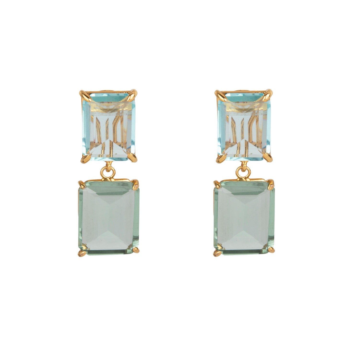 Bounkit Women's Green / Blue Renata Earrings Green Amethyst Clip On In Multi