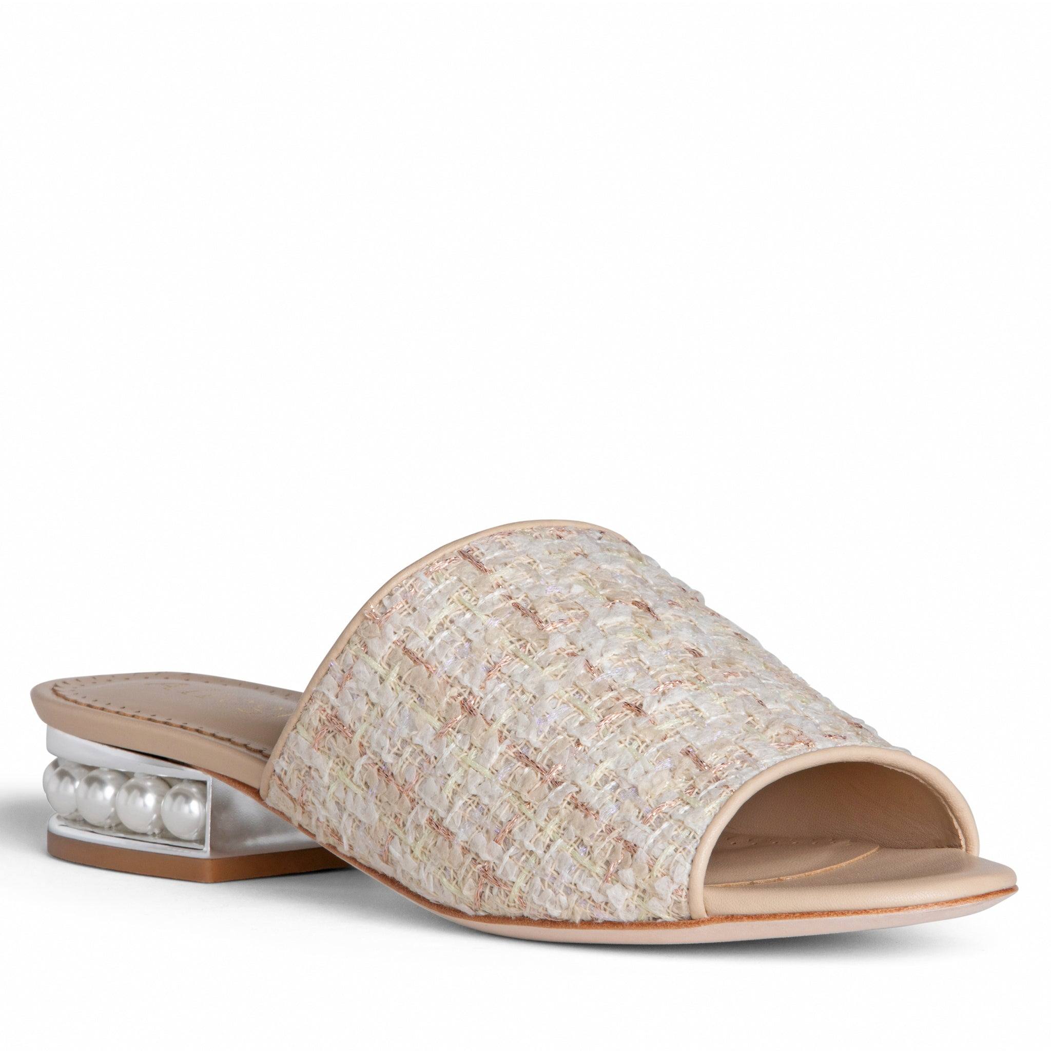 Allegra James Blanche Tweed Slide In Beige/black