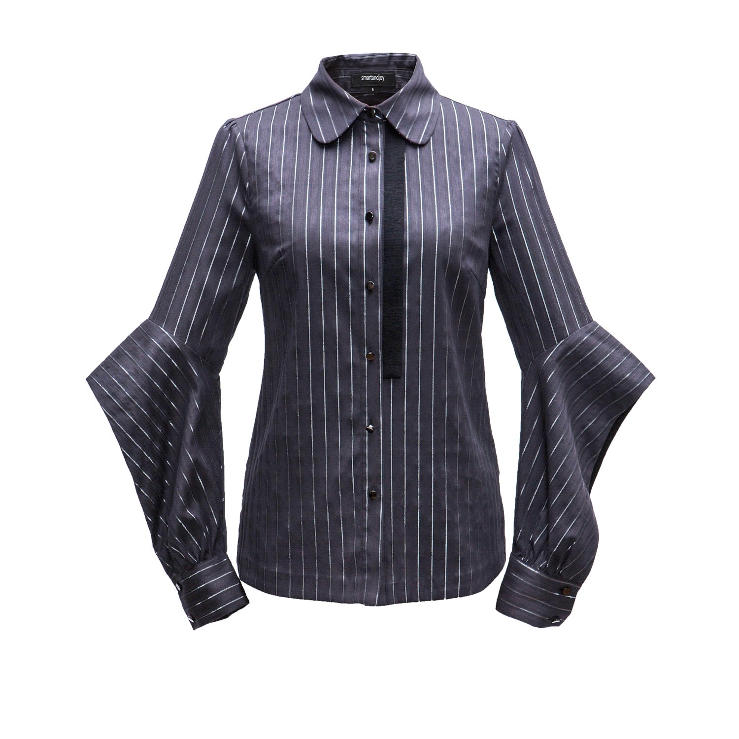 Smart And Joy Women's Black Long Slit Sleeves Cotton Shirt In Black