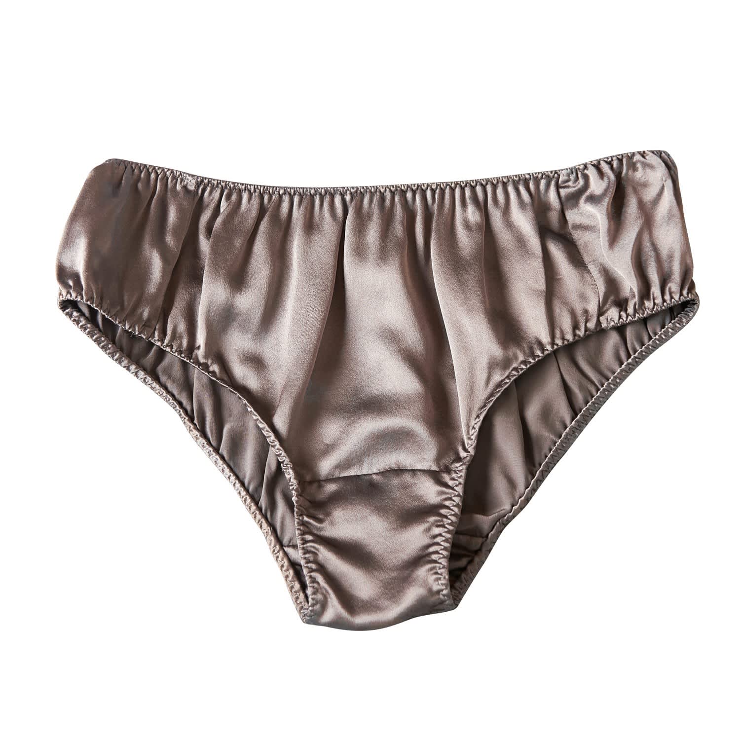 Beige Pure Mulberry Silk Mid Waist Bikini Panties