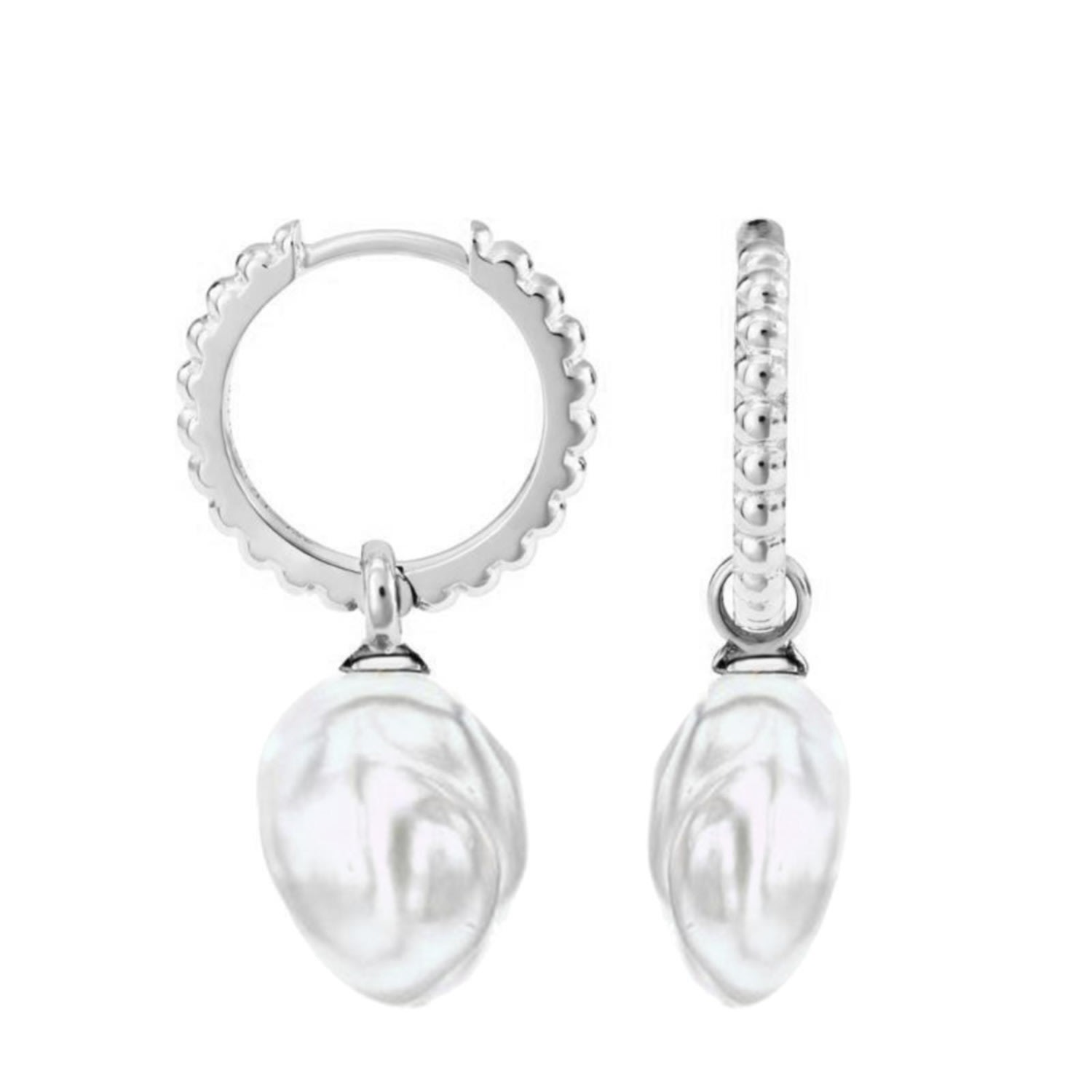 Dower & Hall Women's Dotty Keshi Luna Pearl Hoops In Silver In Metallic