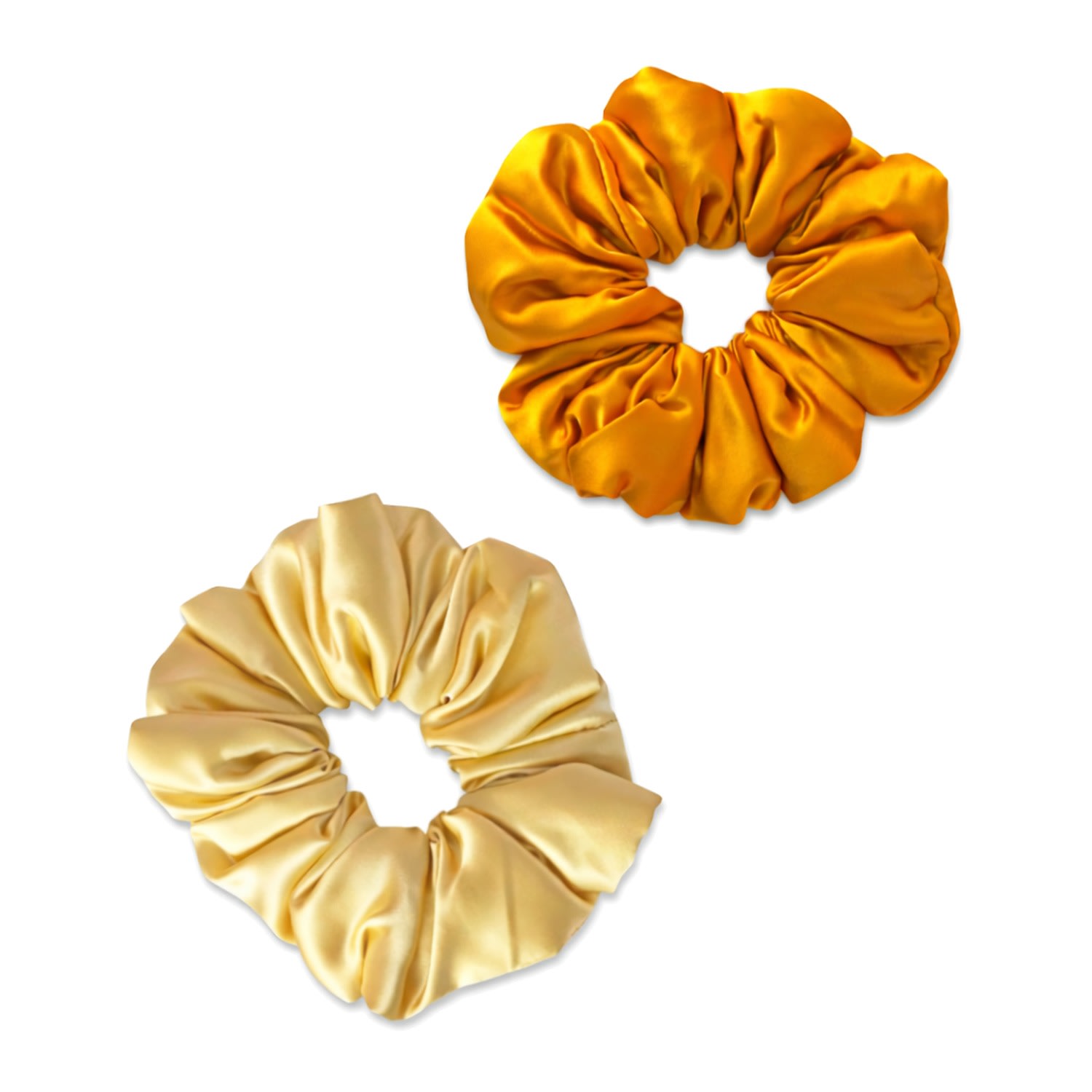 Women's Gold / Orange Golden Hour Duo Plush Silk Scrunchies Set | Rakhsh Rakhshi