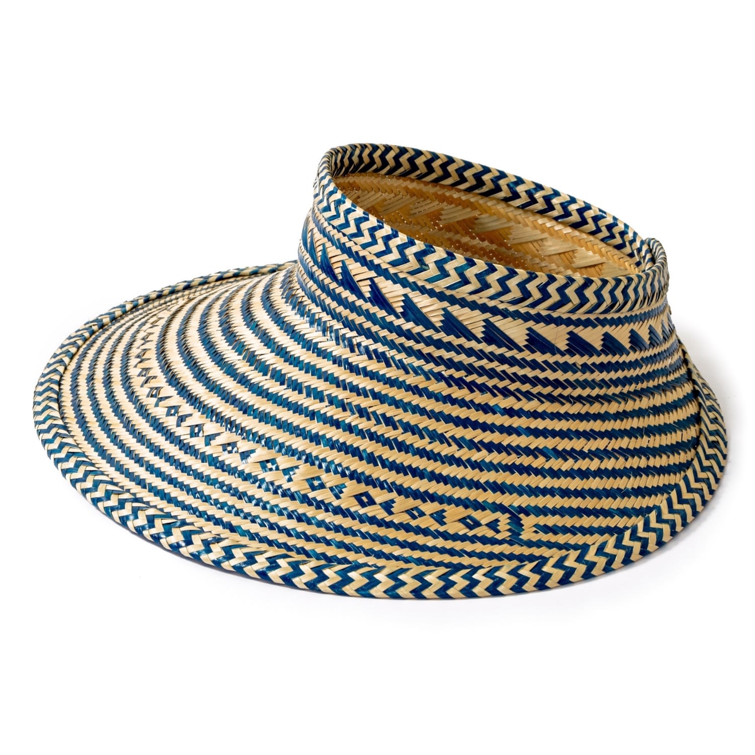 Women’s Blue Woven Straw Sun Visor Washein