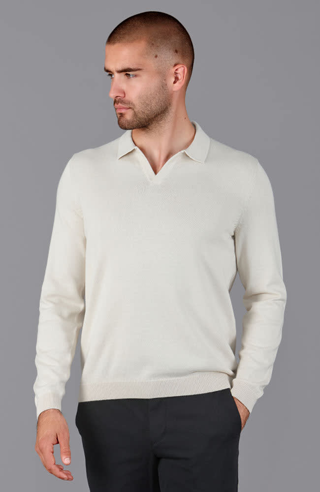 Men's Polo Shirts - Cashmere & Cotton Long Sleeve Polo Shirts