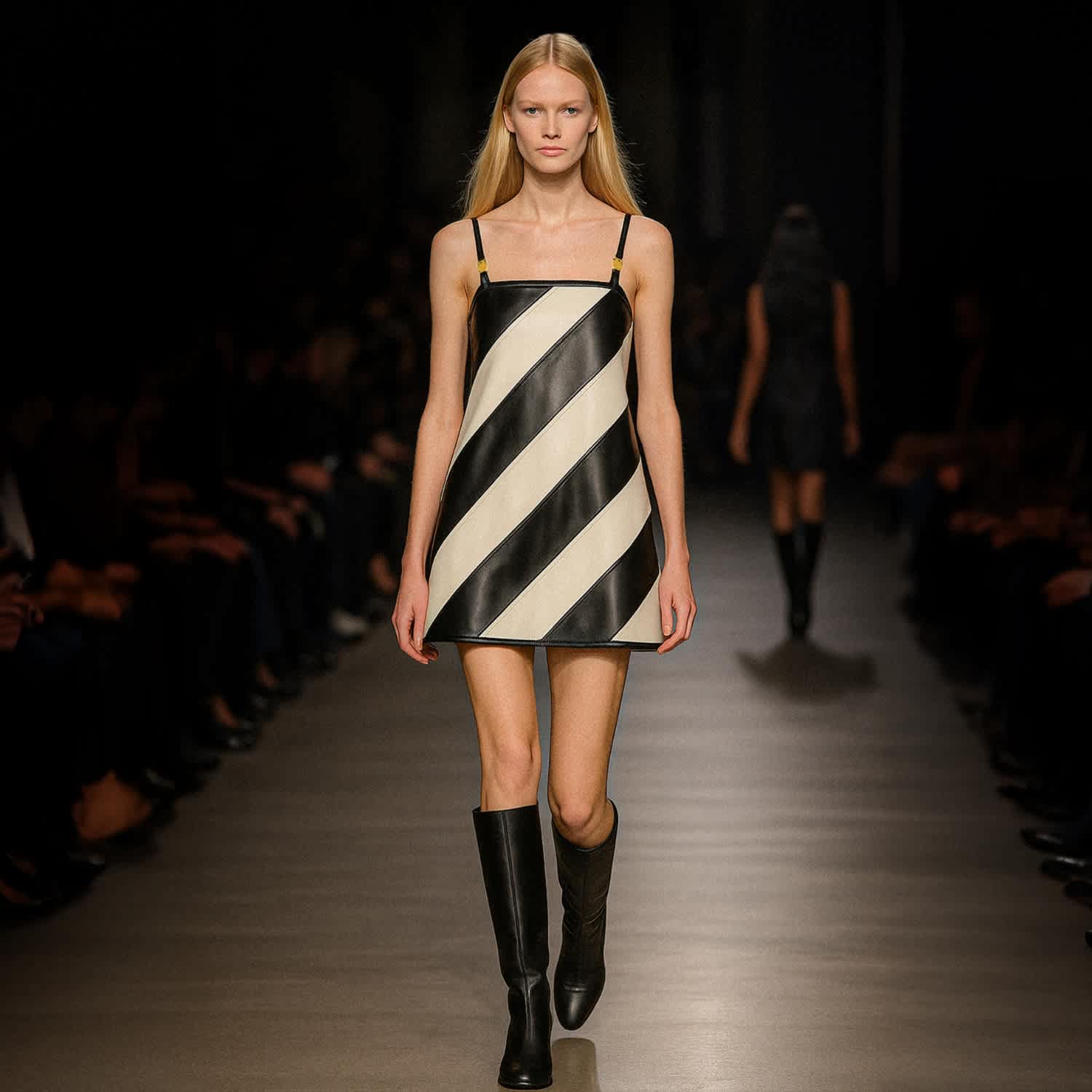 Leather Mini Dress  Black & White Striped, Trapeze Fit | Kargede | Wolf &  Badger