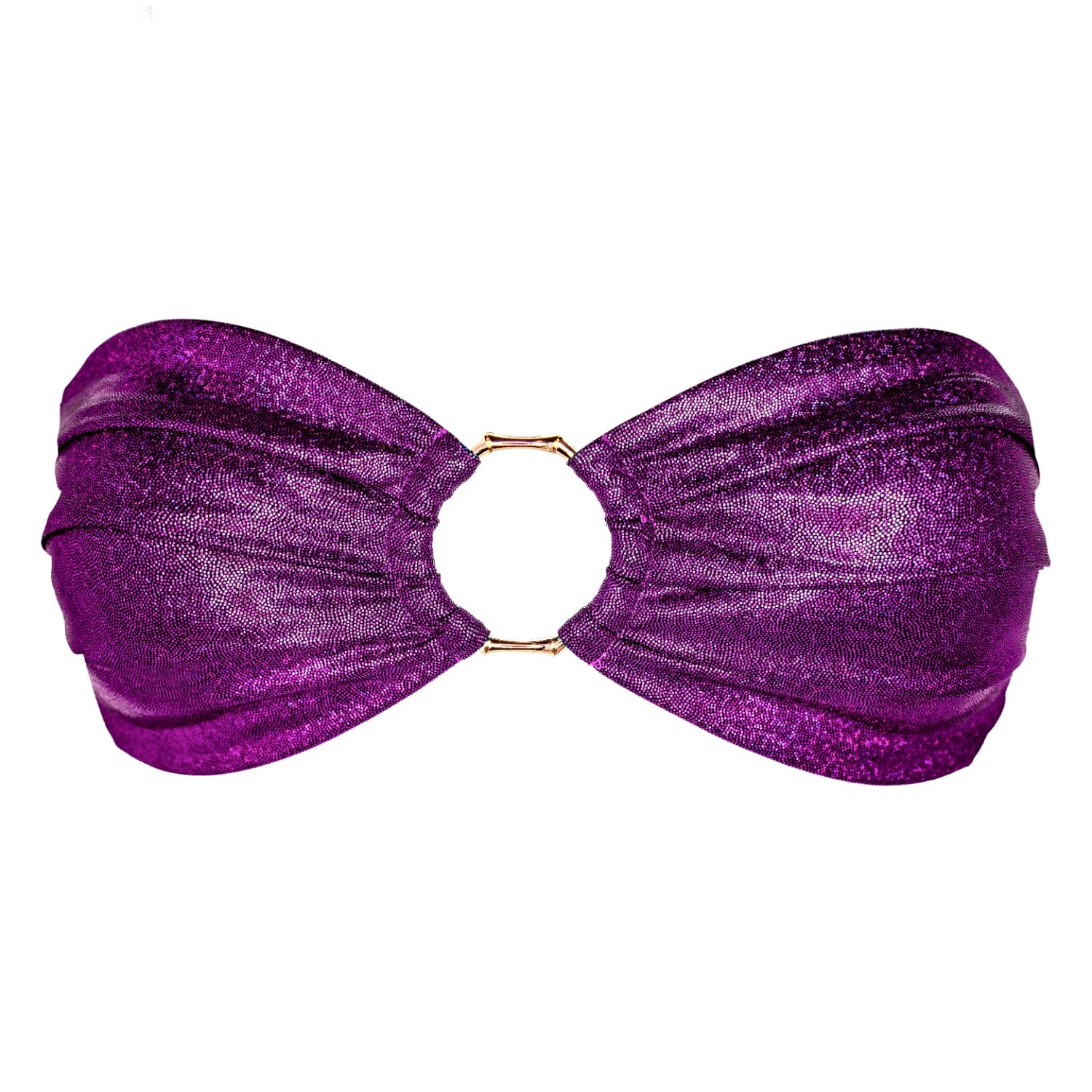 Women's Frida Bandeau Bikini Top - Glitter Berry | Medium | Enez Swim