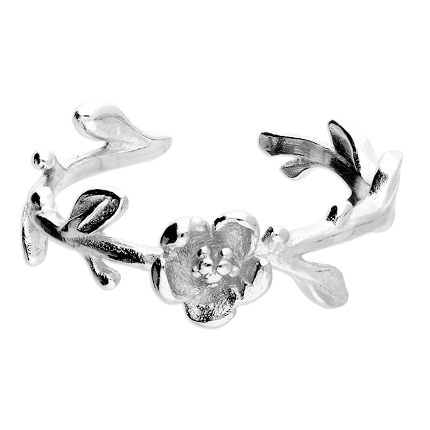 Kaizarin Women's Sterling Silver Flower Toe Ring In Metallic