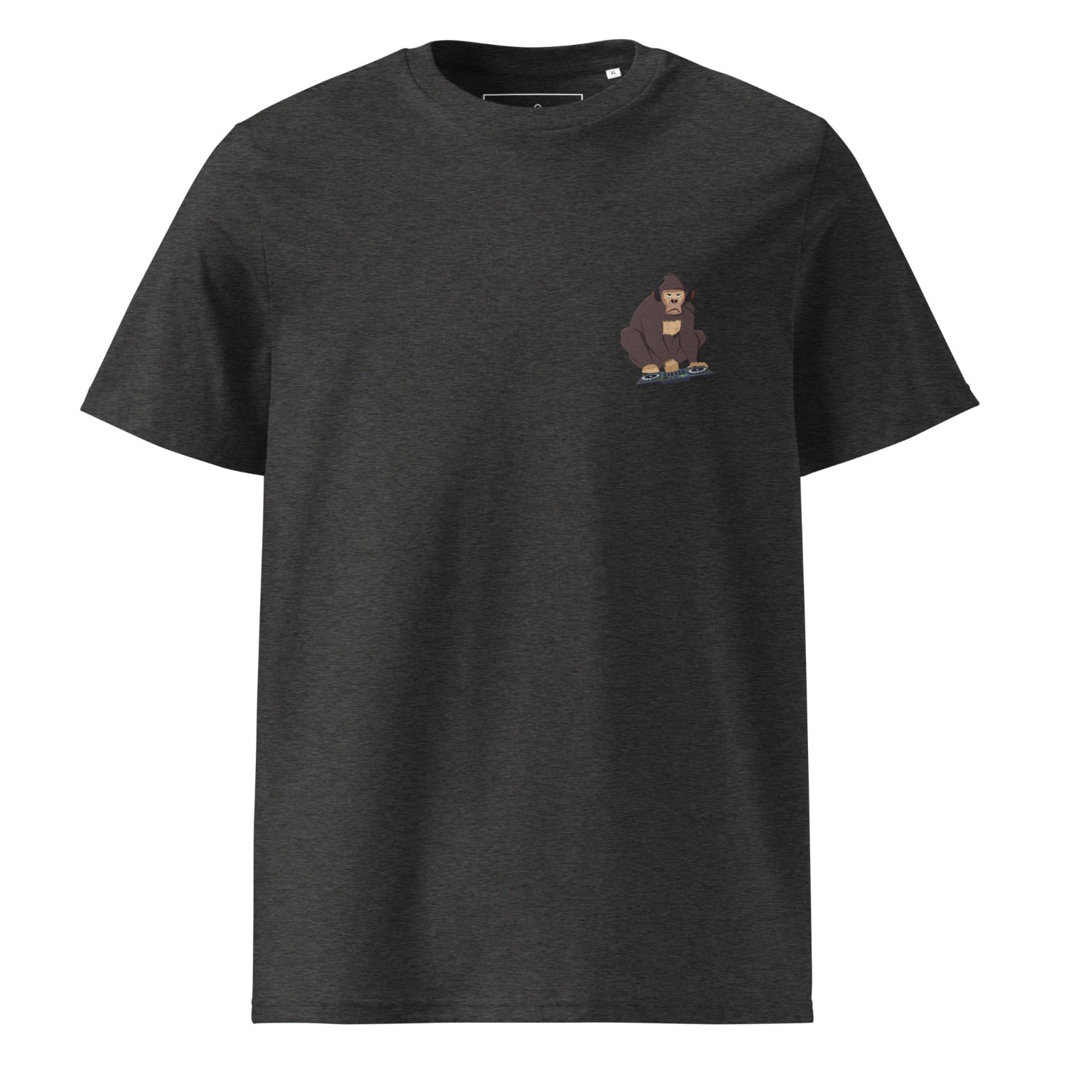 Anchor & Crew Dark Heather Grey D J Monkey Organic Cotton Embroidered T-shirt - Women In Grey