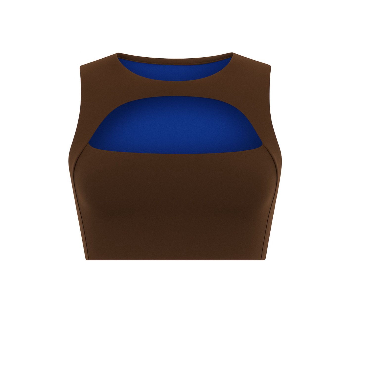 Yorstruly Women's Brown Cut Out Bra Top - Espresso Martini  Inside Electric Blue
