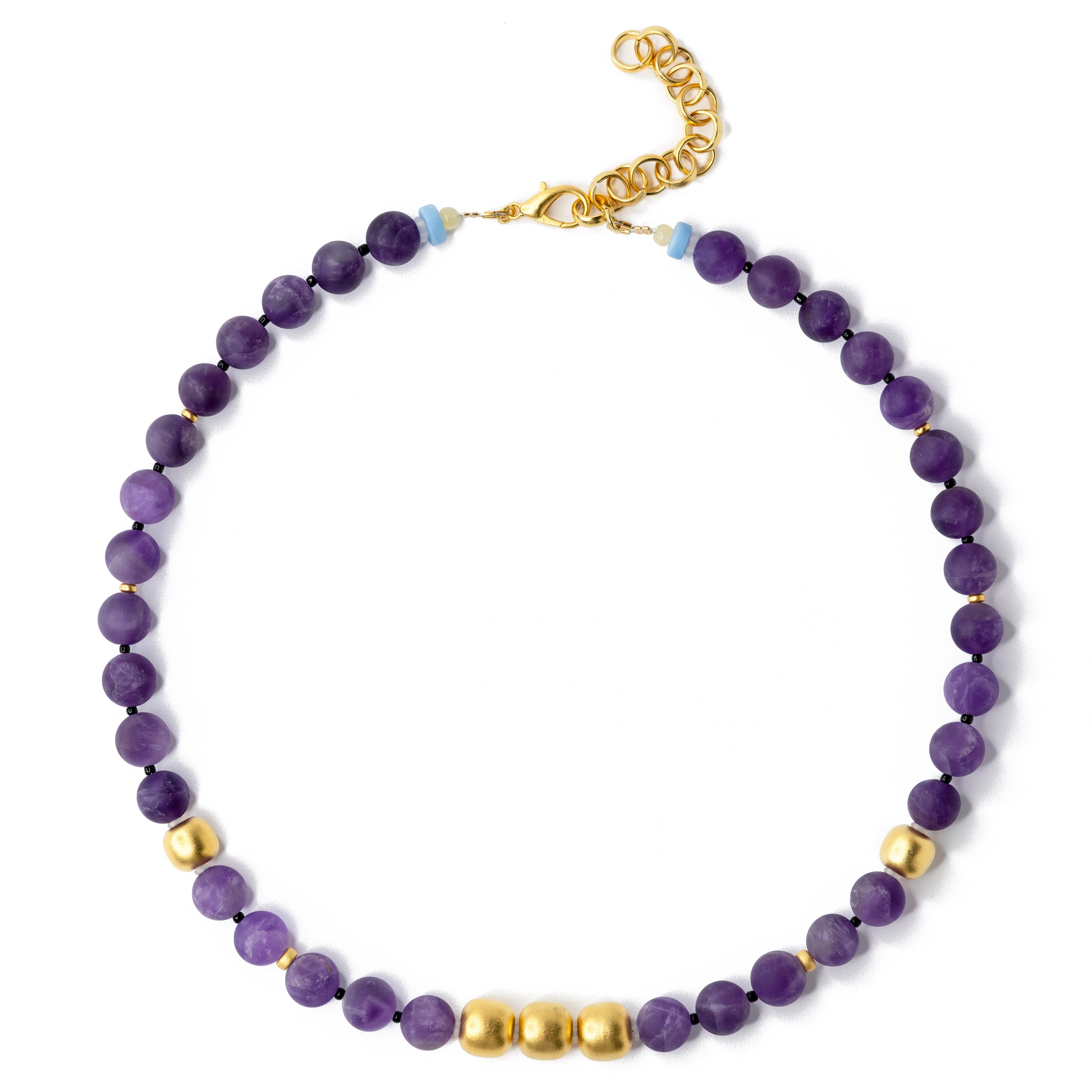 Bombyx House Women's Gold / Purple Amethyst Irises Necklace In Brown