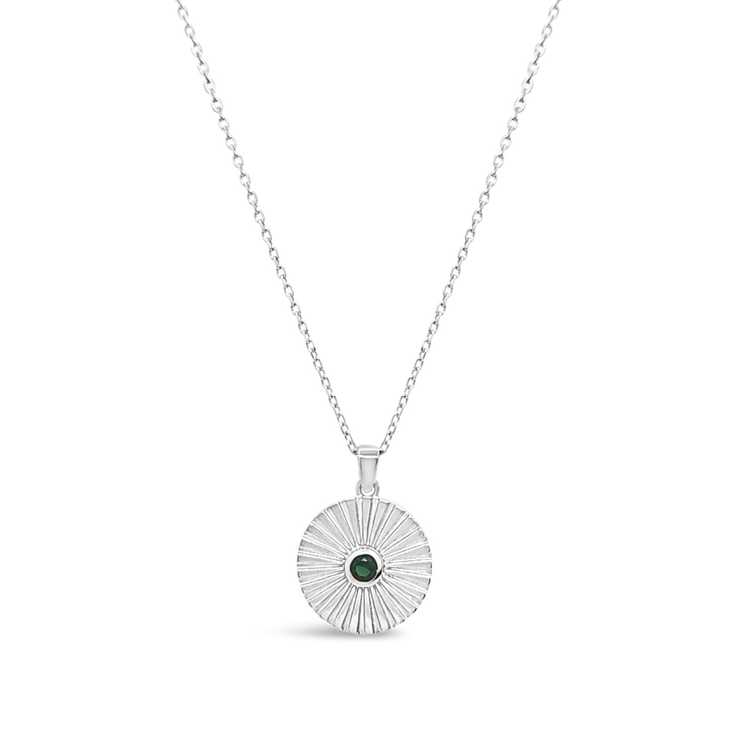 Lutiro Women's Green Medallion Pendant-emerald Cz