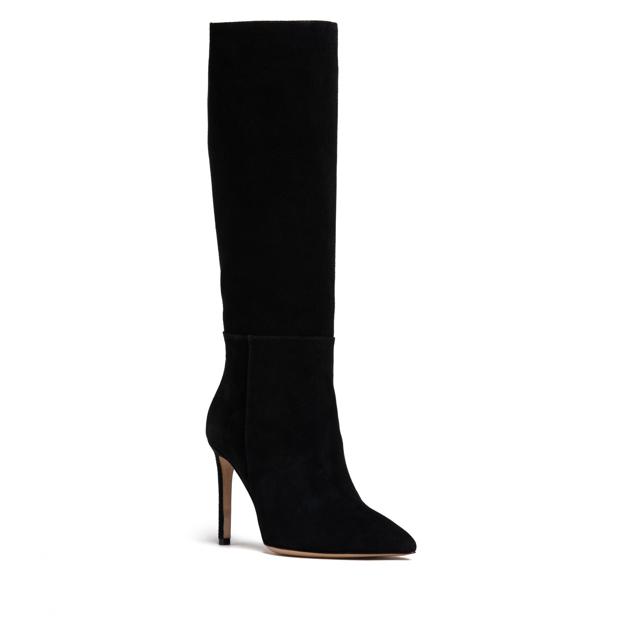 Beautiisoles By Robyn Shreiber Made In Italy Women's Yara Black Sexy Knee-high Stiletto Suede Valentine Boot In Black