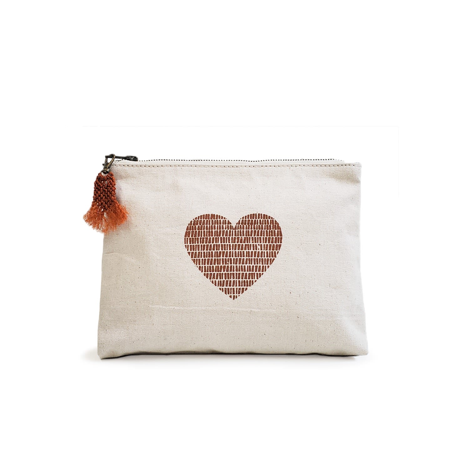 Women’s White Screen-Printed Cotton Canvas Pouch - Love Korissa