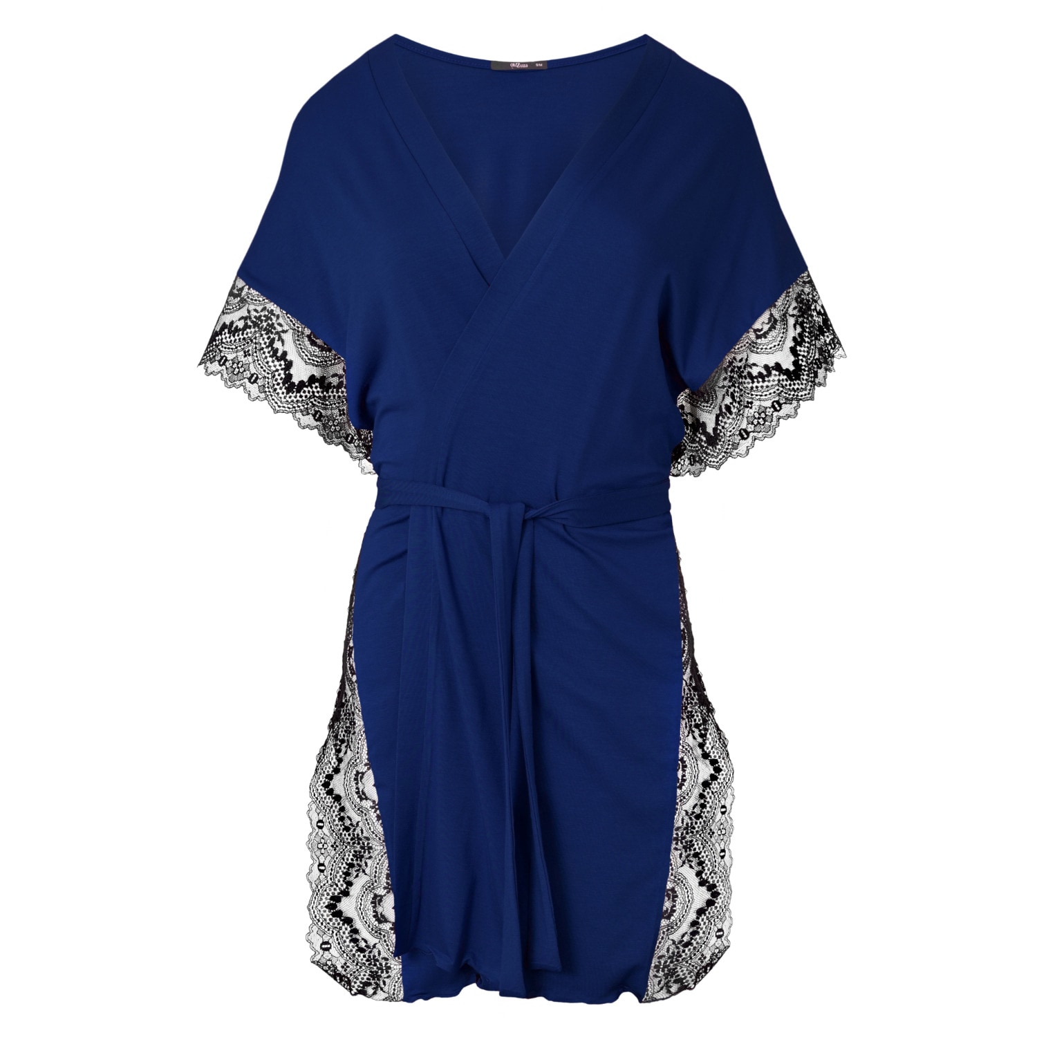 Women’s Sensual Delicate Short Robe - French Leavers Lace - Blue S/M Oh!Zuza Night & Day