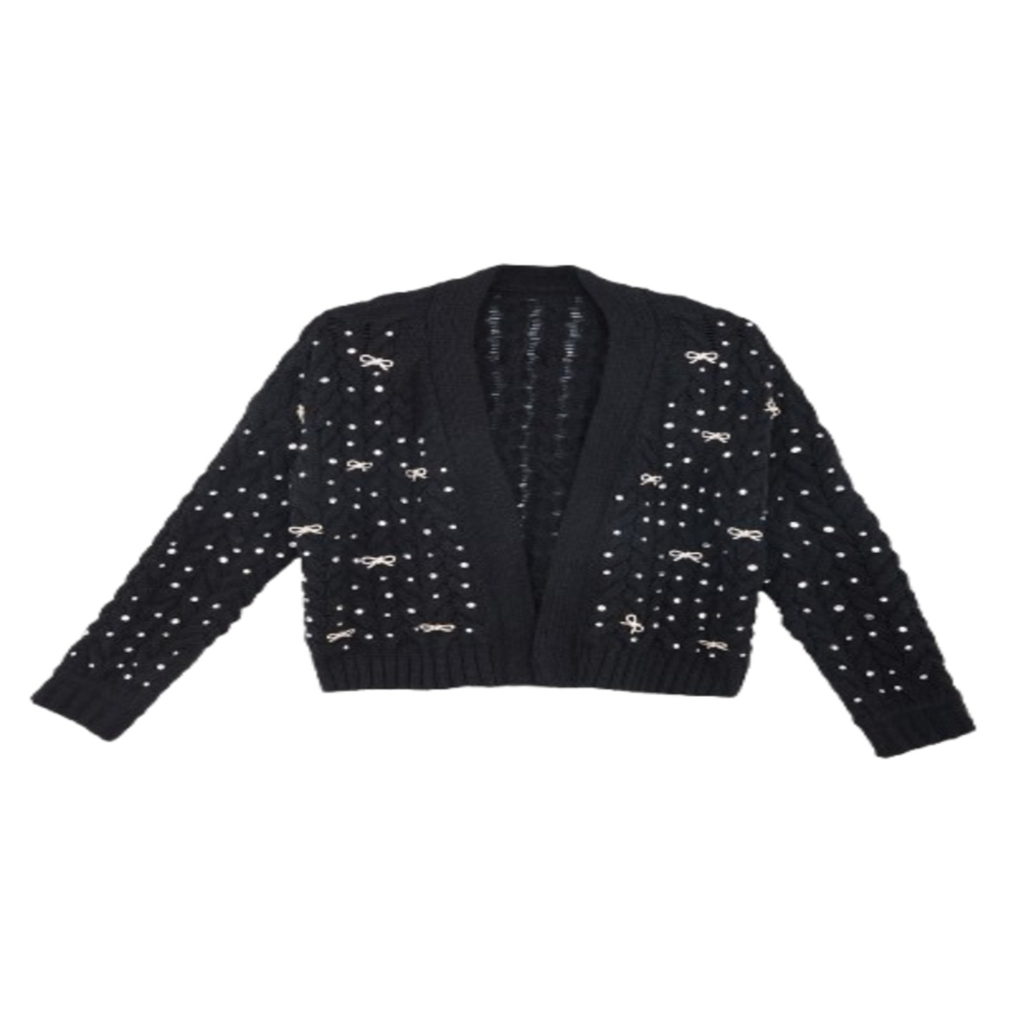 Saachi Women's Black Bow Jeweled Cardigan In Black