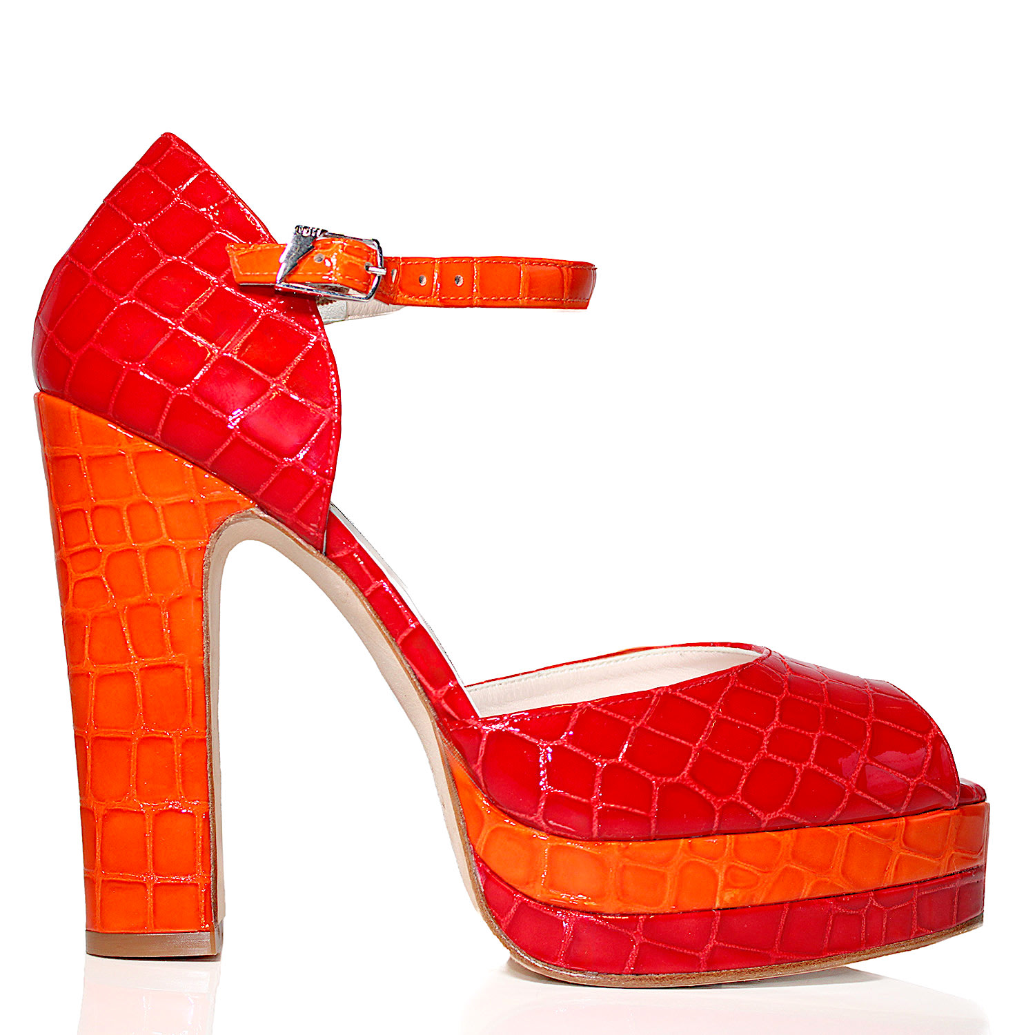 Terry De Havilland Women's Red / Yellow / Orange Lena Sunrise Platform Block Heel