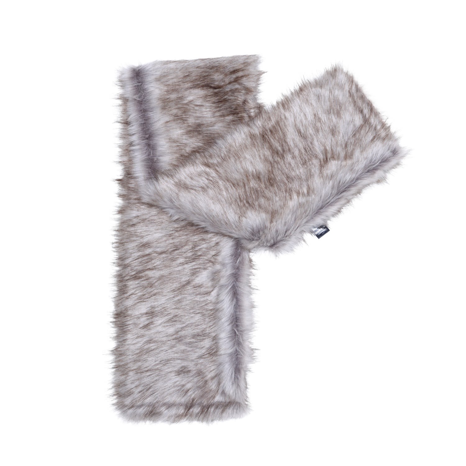 Vaseghia Women's Brown / Neutrals / White Silver Fawn Vegan Faux Fur Scarf In Multi