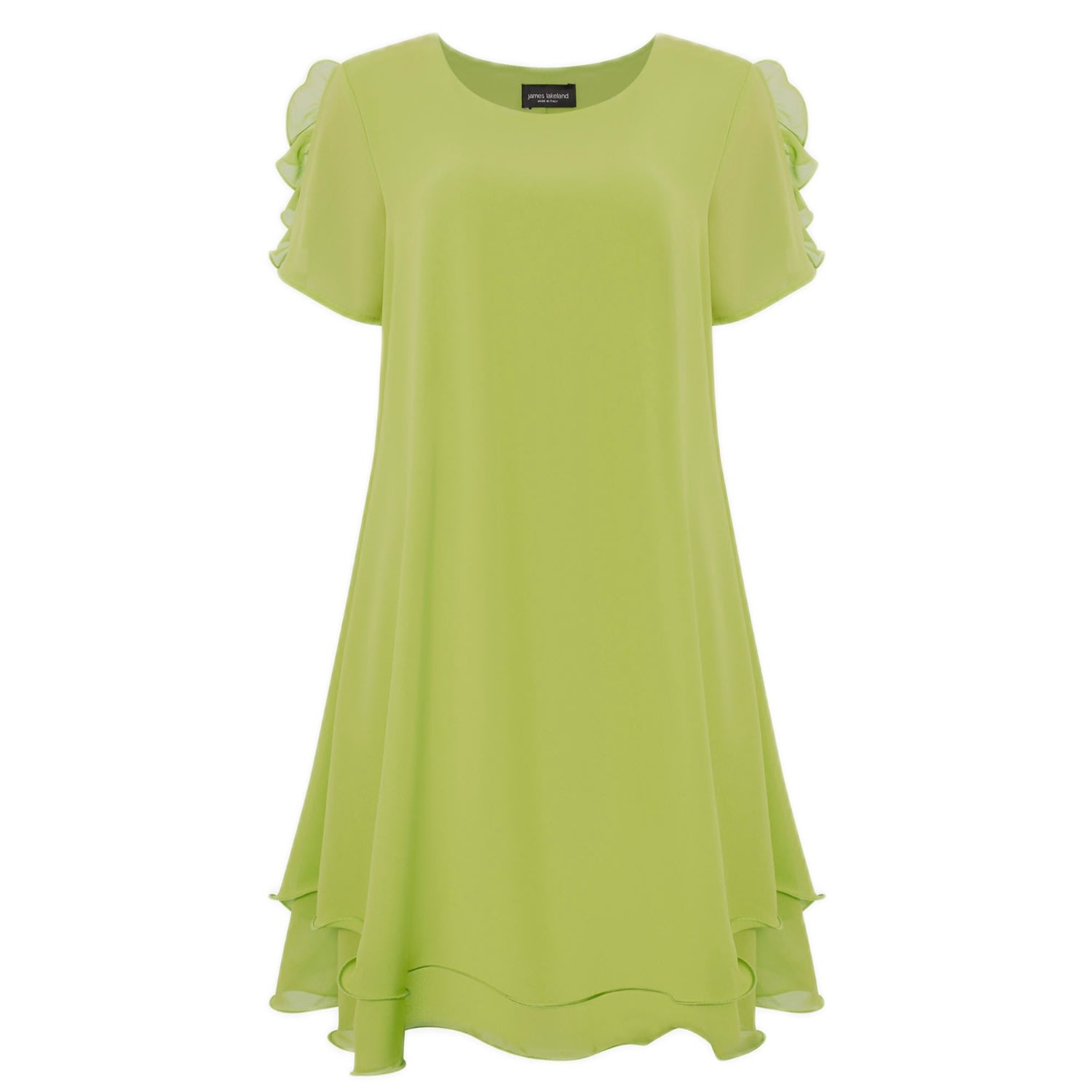 James Lakeland Women's Short Sleeve Wave Hem Dress Lime In Green