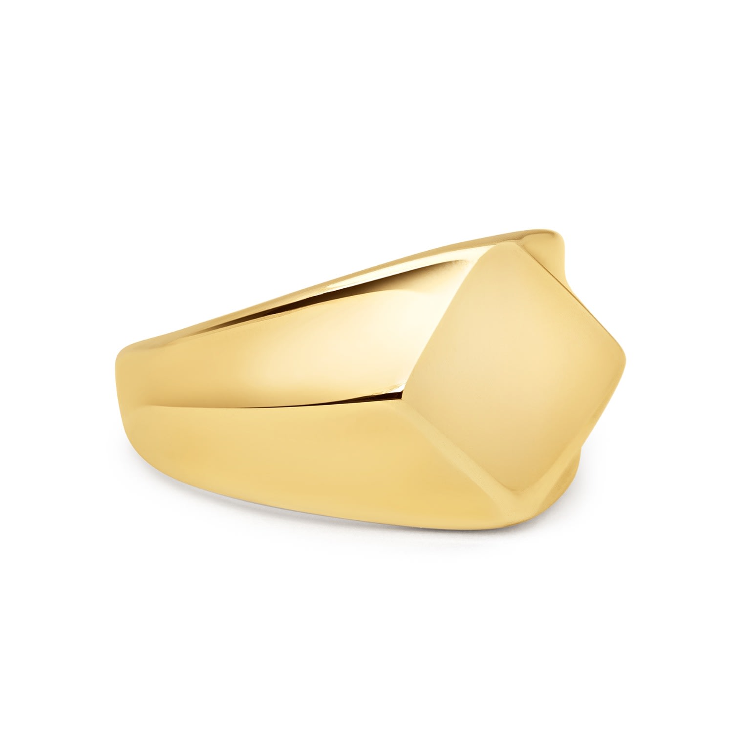 Nialaya Men's Squared Stainless Steel Ring With Gold Plating In Gold