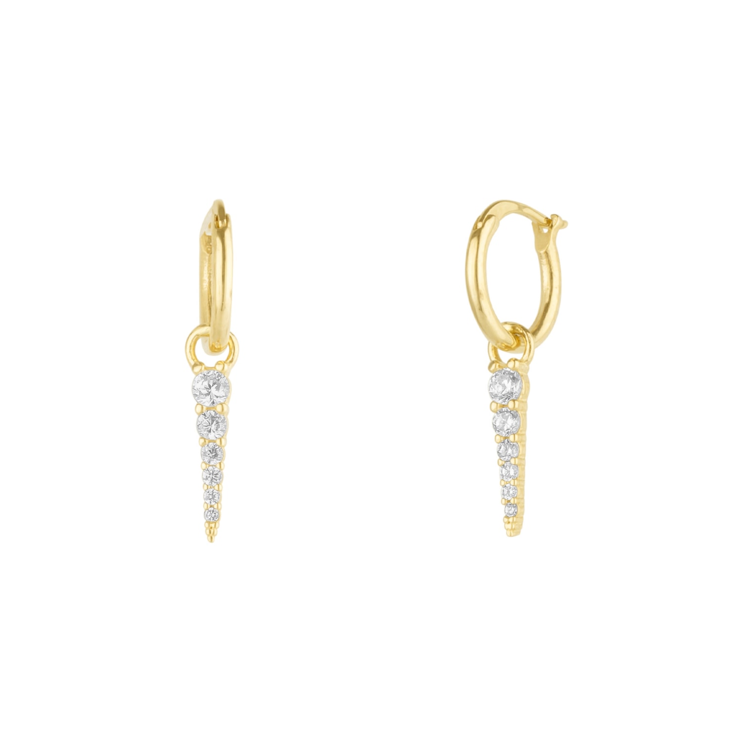 Women's Fine Spike Pave Hoop Earrings 14K Solid Gold | Spero London