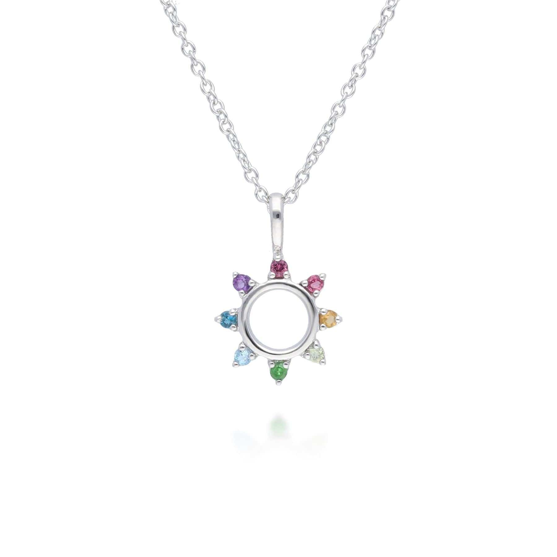 Women’s Rainbow Sunburst Necklace In Sterling Silver Gemondo