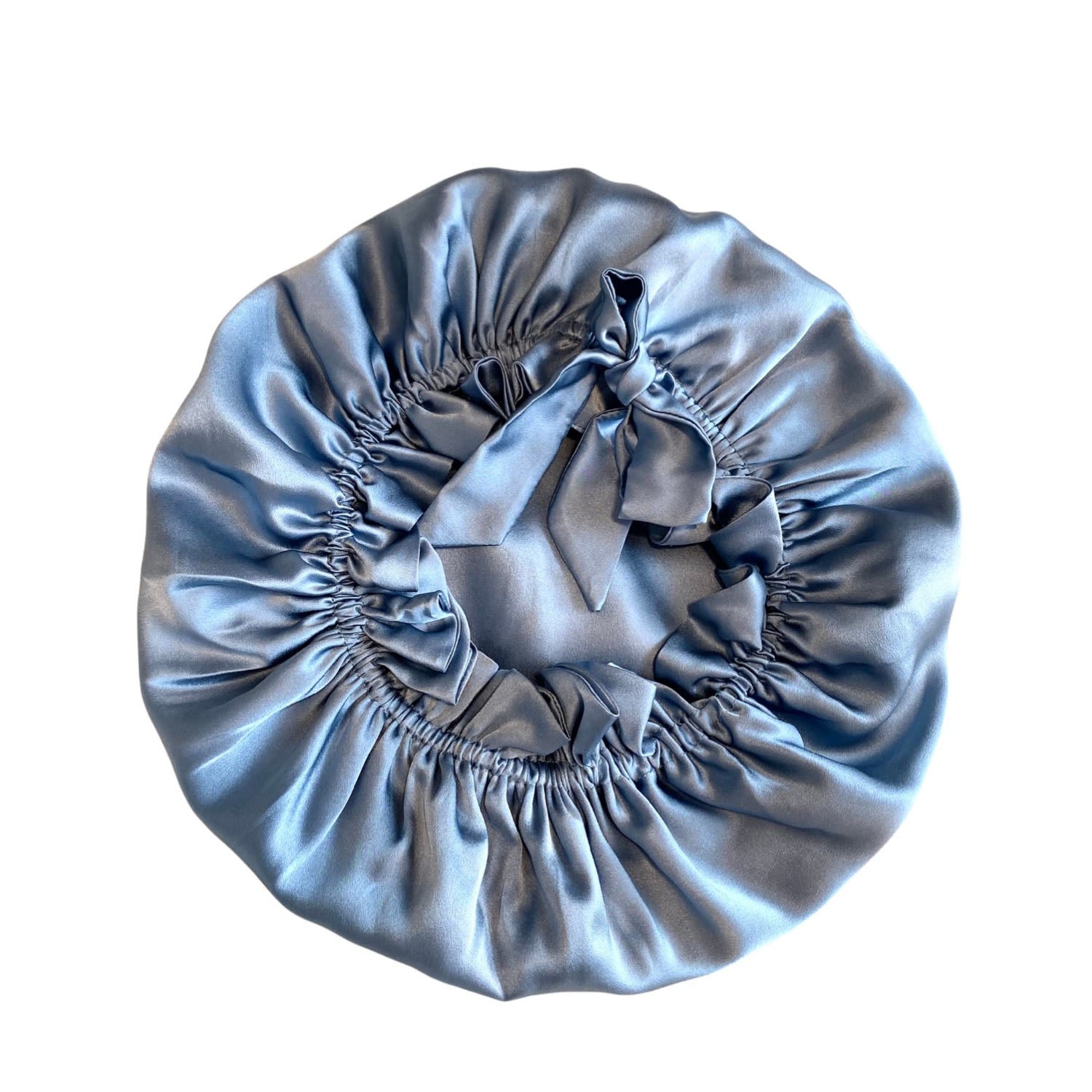 Marche' Du Luxe Women's Blue Pure Silk Double Layer Long Tie Cap Hydrangea In Blue