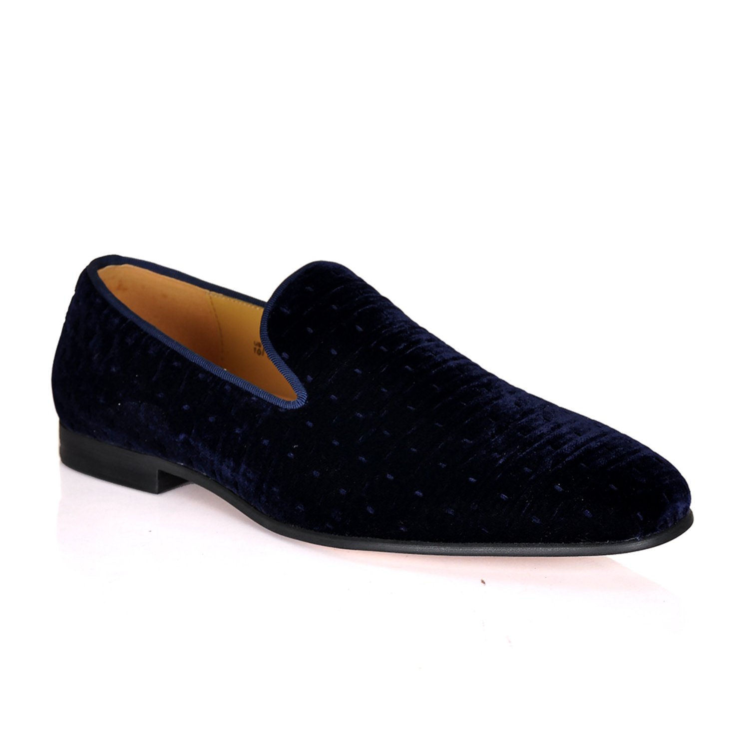 Men’s Alberto Velvet Pattern Loafers - Navy Blue 7 Uk David Wej