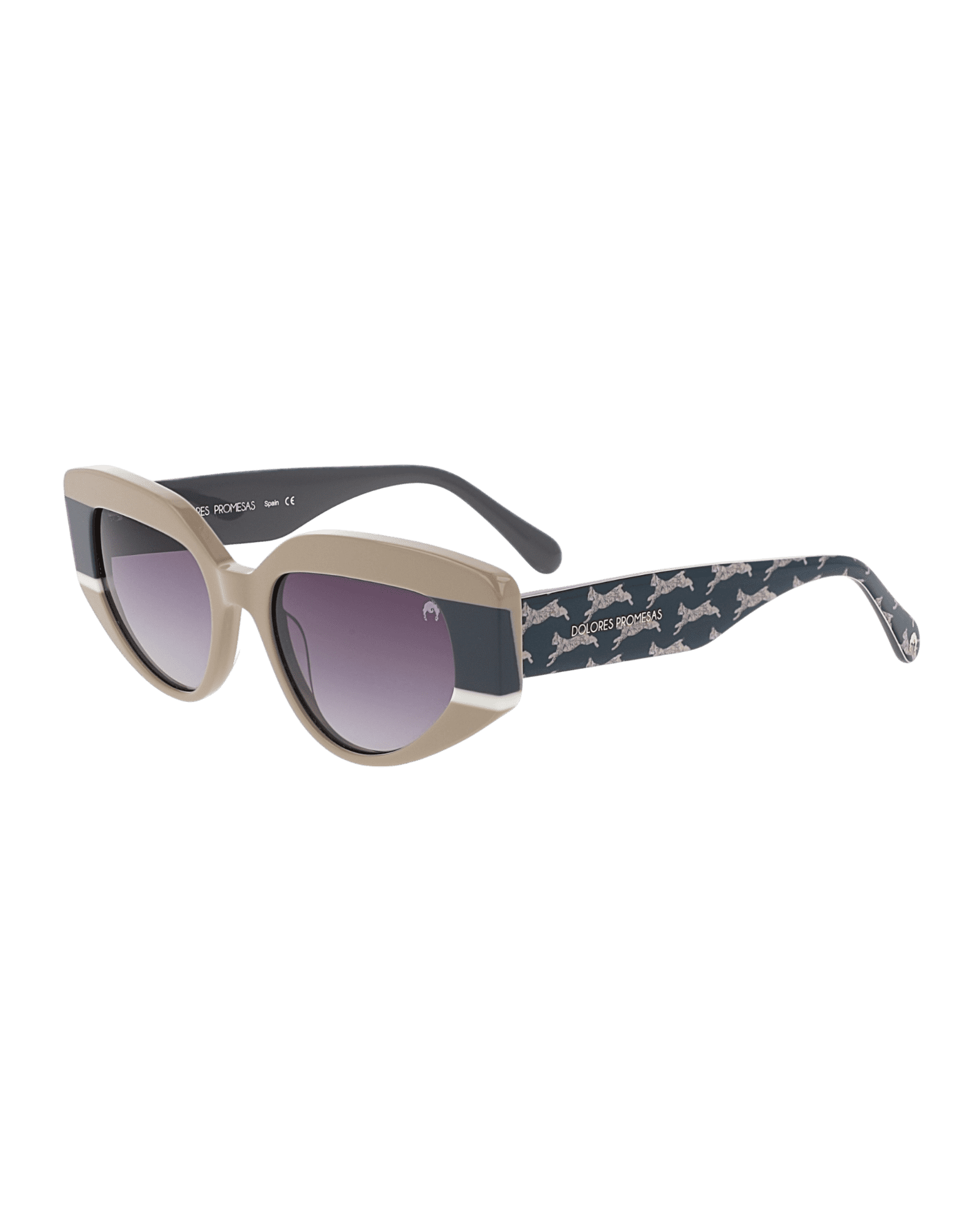Beige White And Gray Cat Eye Tendency Glasses Dolores Promesas Wolf Badger