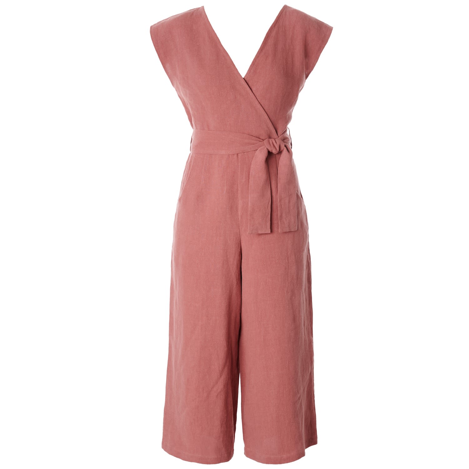 Italia A Collection Women's Sienna Red Linen Zero Waste Jumpsuit In Red