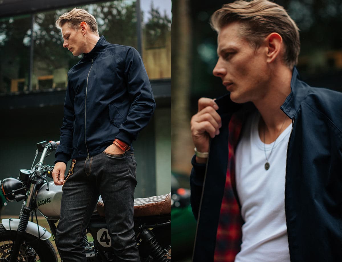 &Sons Rebel Harrington Jacket Navy | &SONS Trading Co | Wolf & Badger