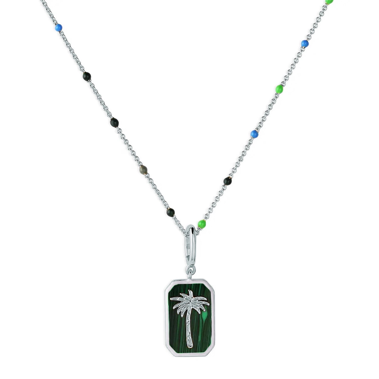 Shaded The Label Women's Priscilla Palm Tree Sterling Silver Beaded Pendant Necklace