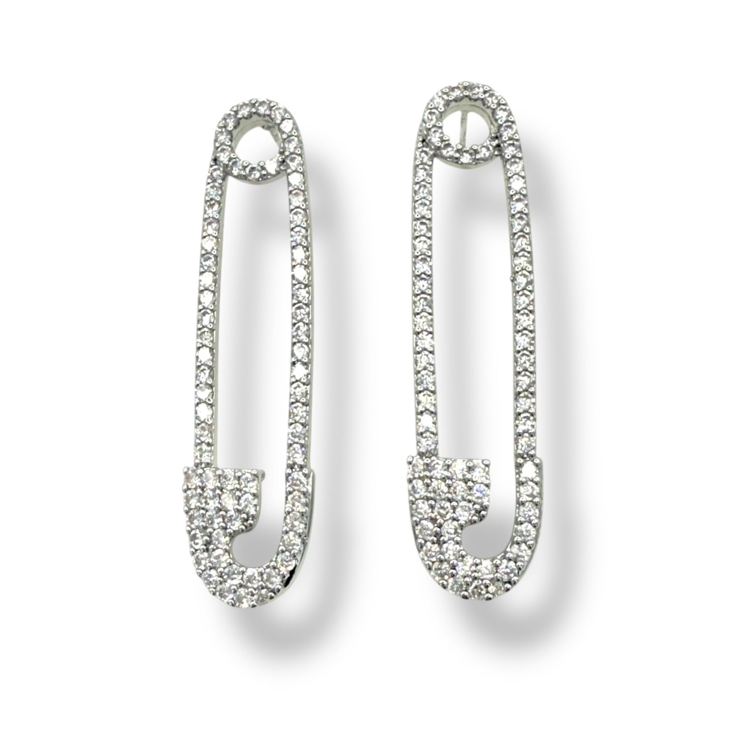 Jagged Halo Jewelry Women's White Pin Up Safety Pin Earrings