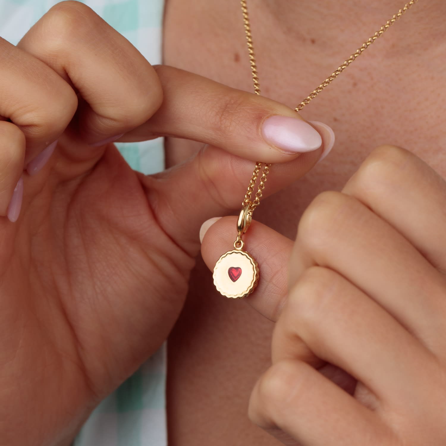 Gold Plated Jammie Dodger Biscuit Charm Necklace | Lily Charmed