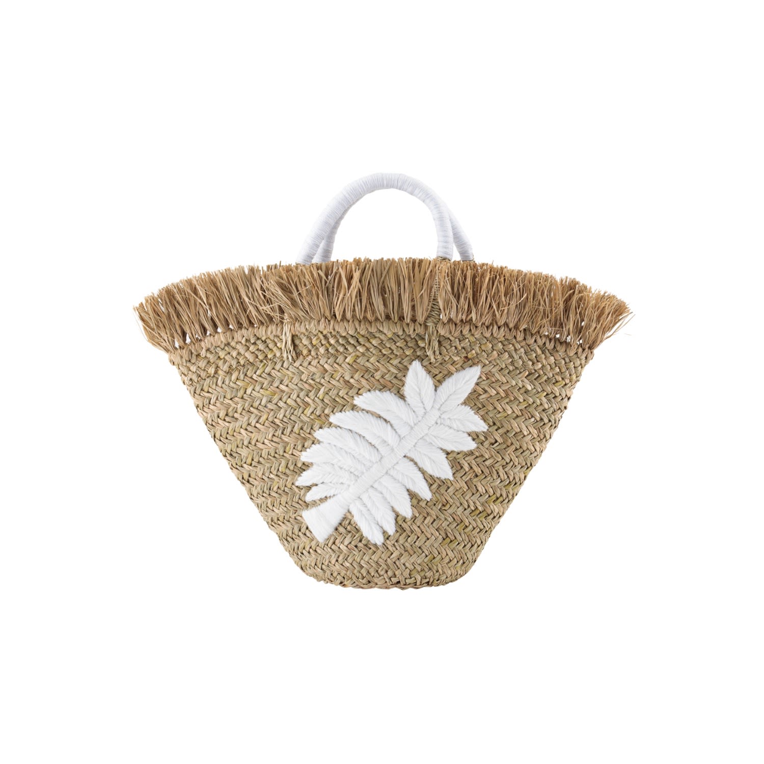 Ohsun Women's Lush Straw Fringe Mini Tote - White In White