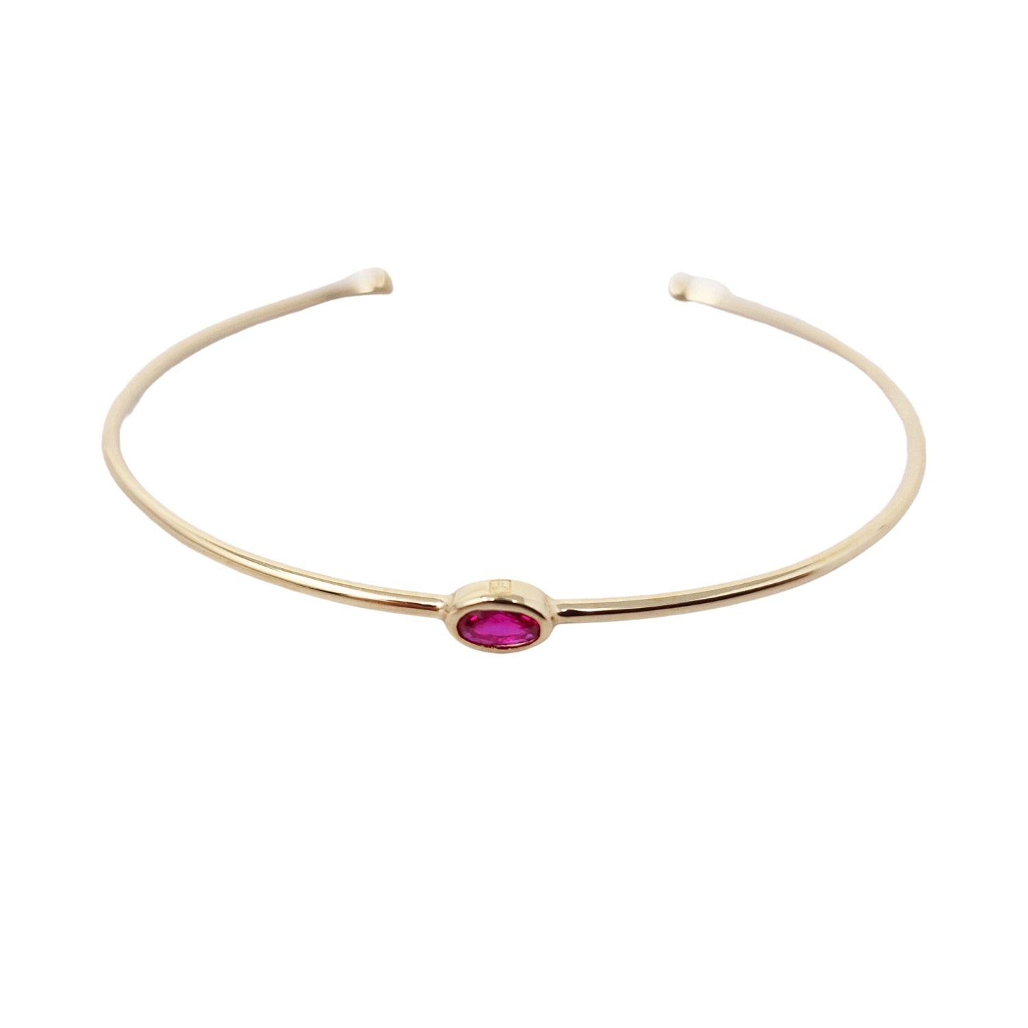 Women’s Pink / Purple / Gold Gold Vermeil Plated Ruby July Birthstone Crystal Bangle Harfi