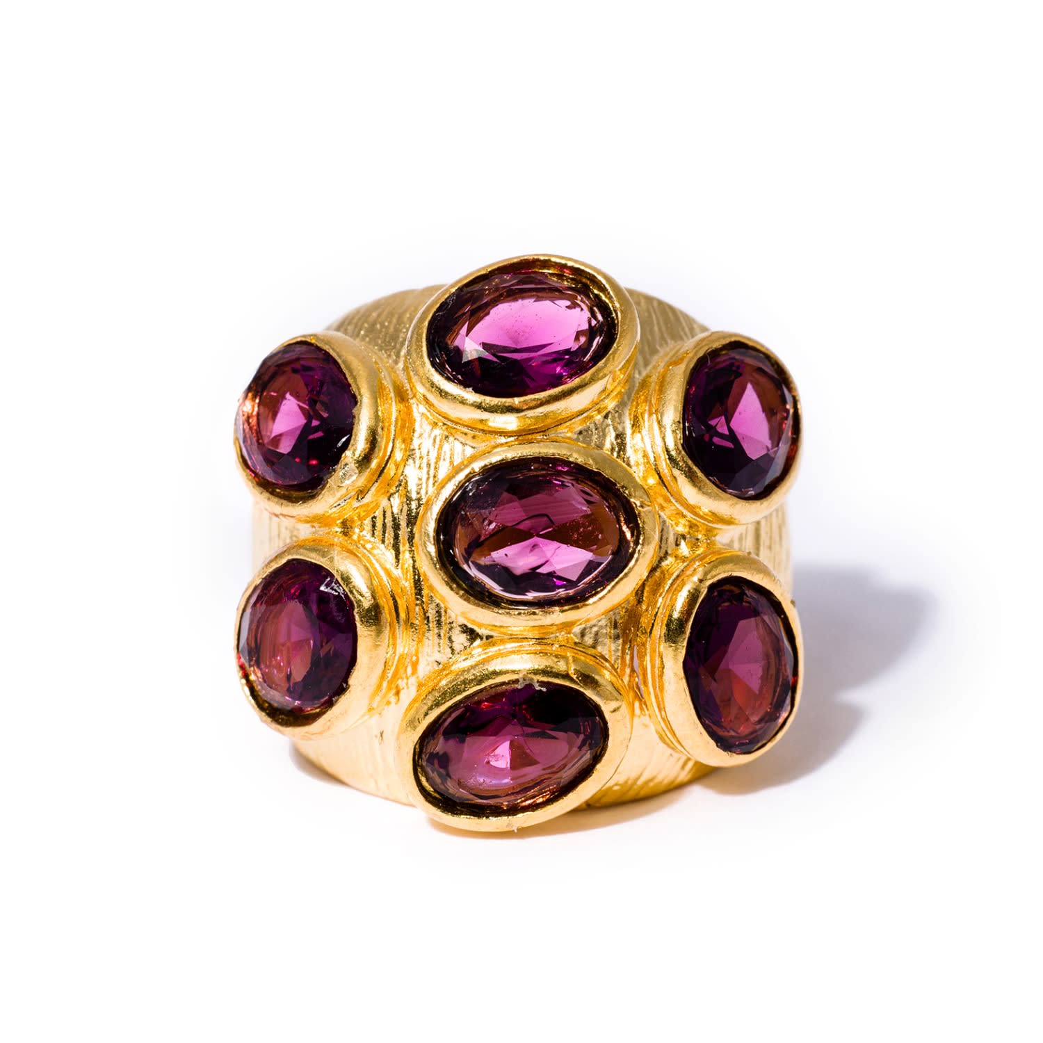 Kybele Studio Women's Gold / Purple Gold Amethyst Multi-gemstone Cocktail Ring