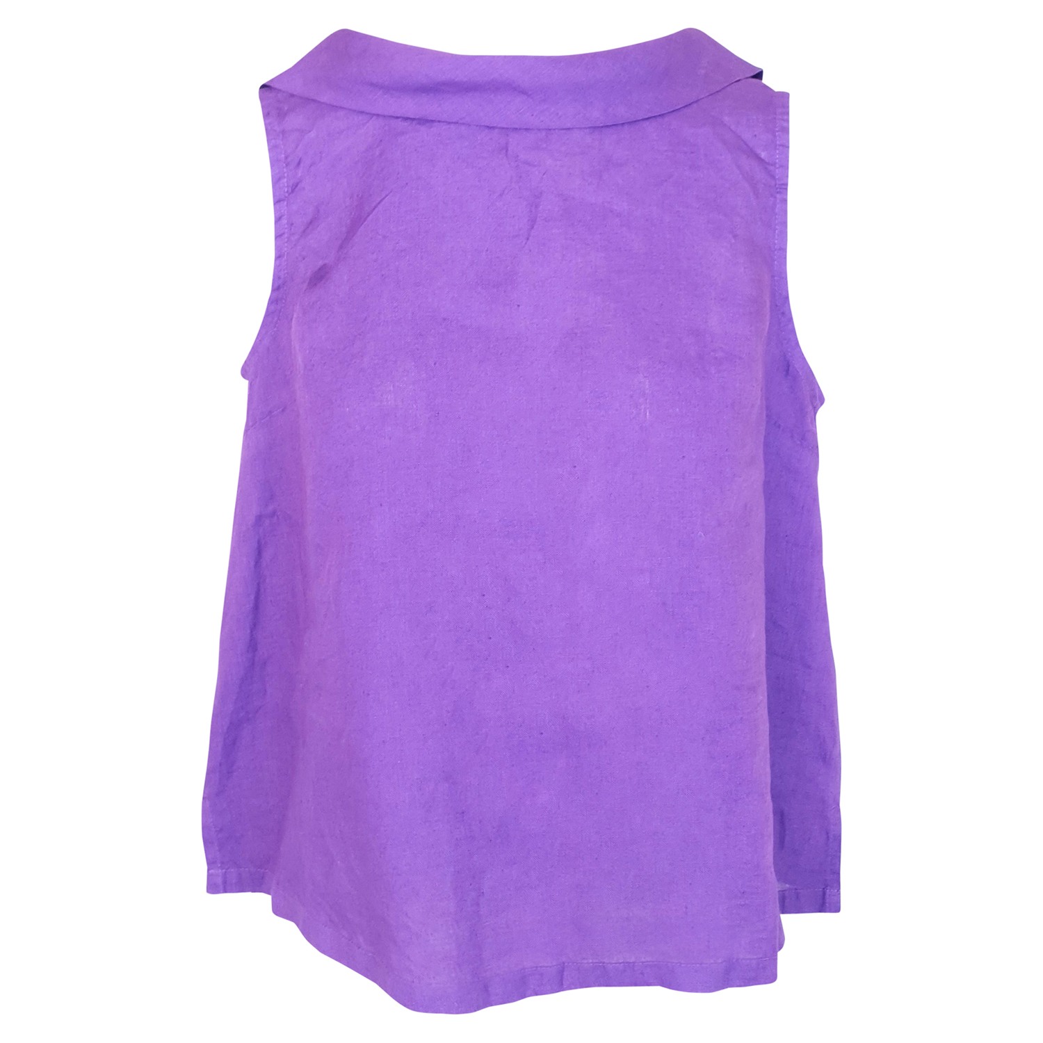 Women’s Pink / Purple Boat Neckline Sleeveless Linen Top With Deep V Back - Lavender Small Haris Cotton