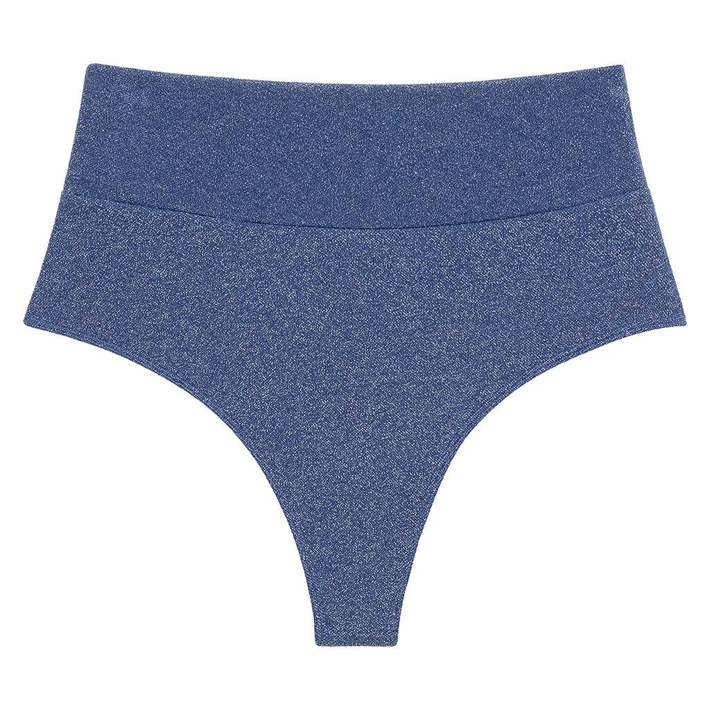 Montce Swim Women's Blue Sky Sparkle Added Coverage High Rise Bikini Bottom