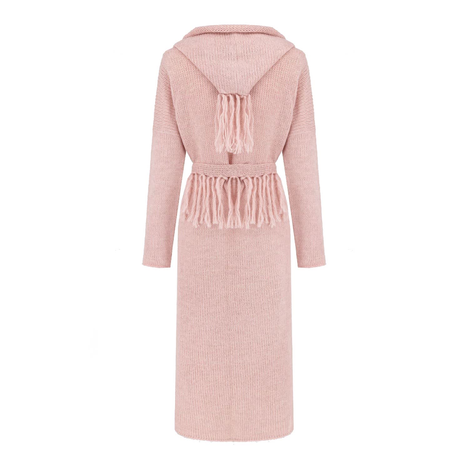 light pink dress with cardigan