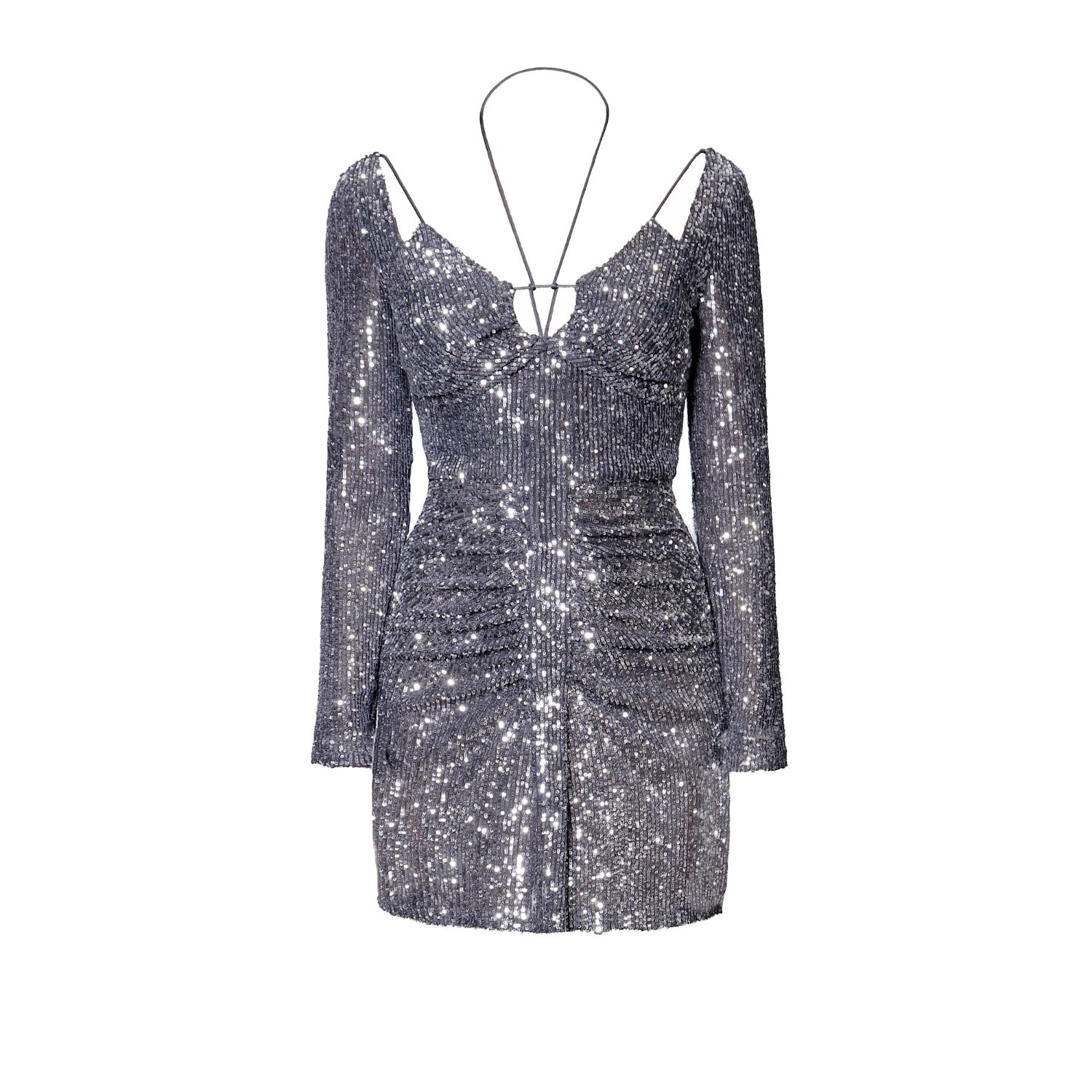 Aggi By Halewski Women's Dianna Silver Diamond Mini Sequin Dress