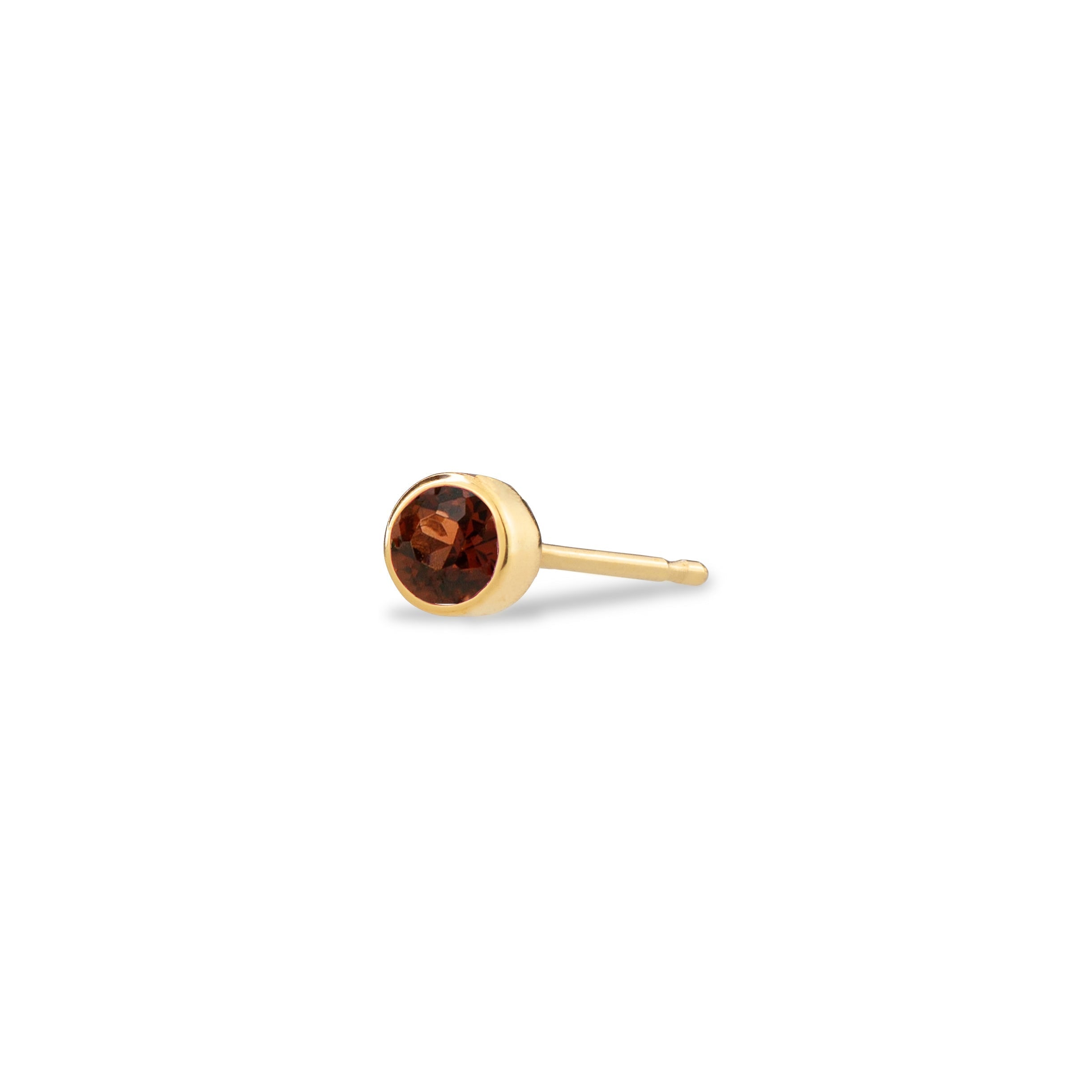 Maya Brenner Women's Birthstone Stud - Yellow Gold Garnet - January