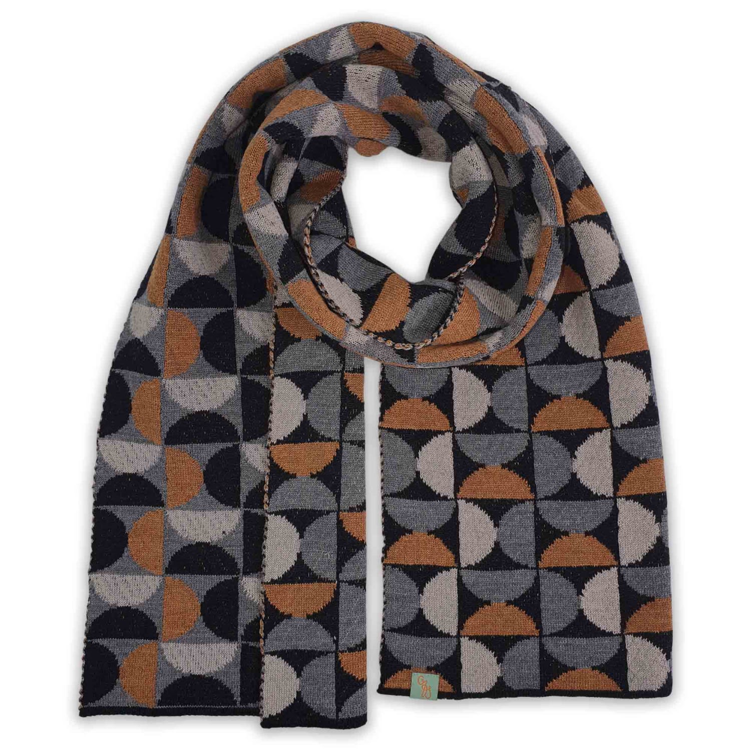 Women’s Neutrals / Black / Grey Scarves - Kinky - Black, Toffee Mustard Otto & Spike