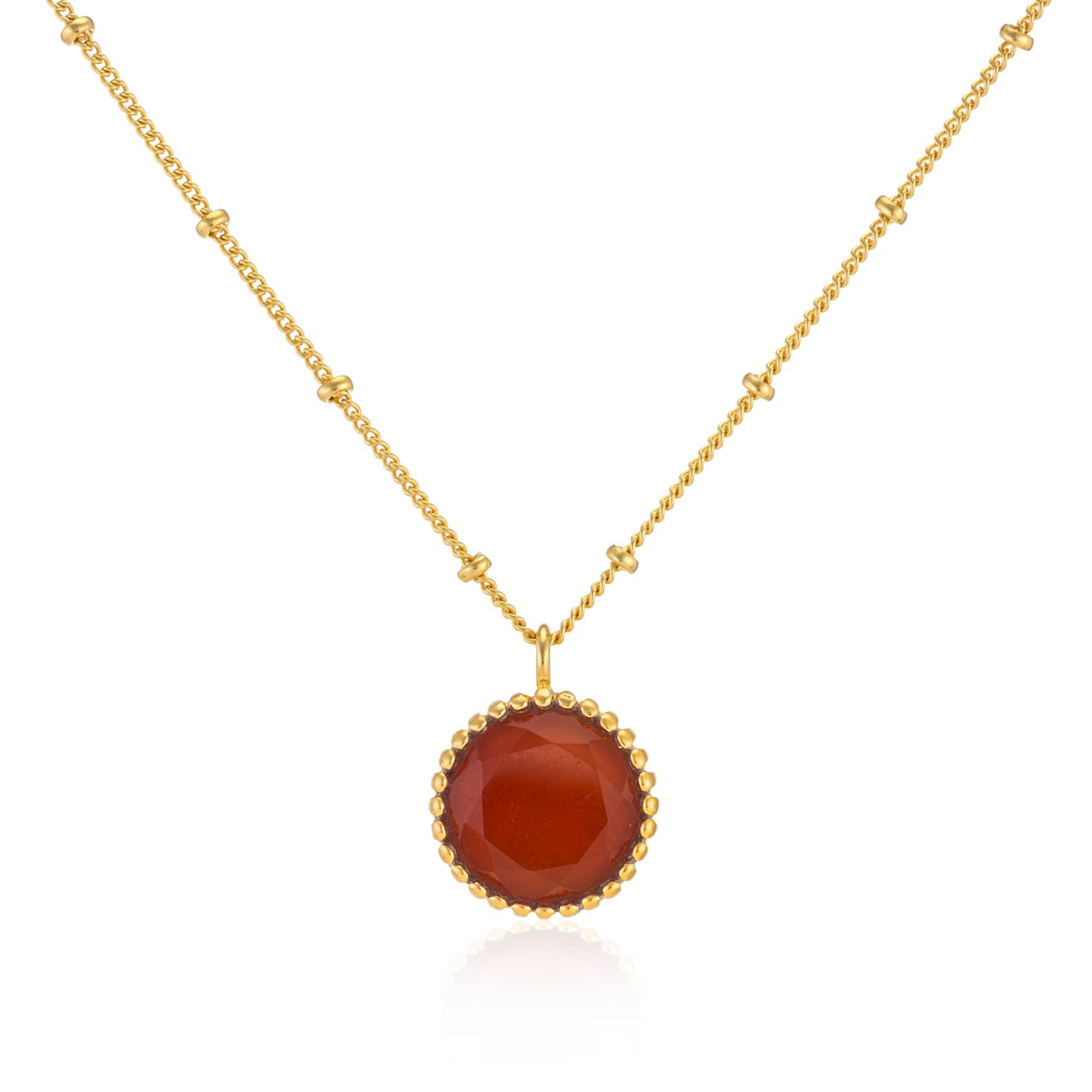 Auree Jewellery Women's Gold / Yellow / Orange Barcelona July Birthstone Necklace Carnelian In Red
