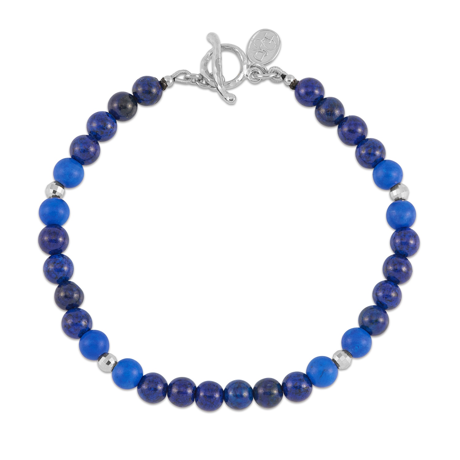 Dower & Hall Blue Men's Mixed Lapis & Disco Balls Bracelet In Sterling Silver In Blue
