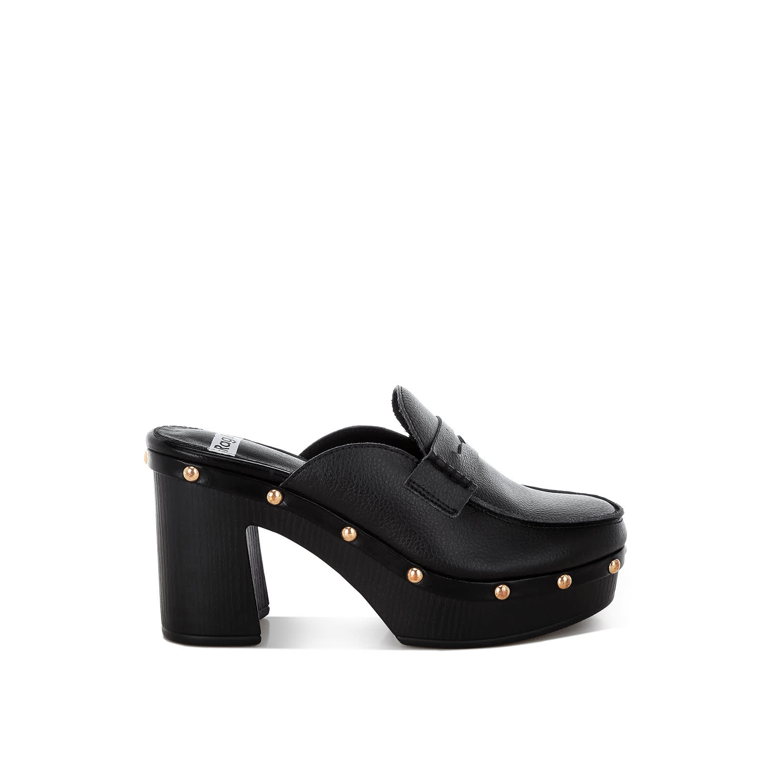 Women's Lyrac Recycled Leather Platform Clogs In Black By Rag & Co