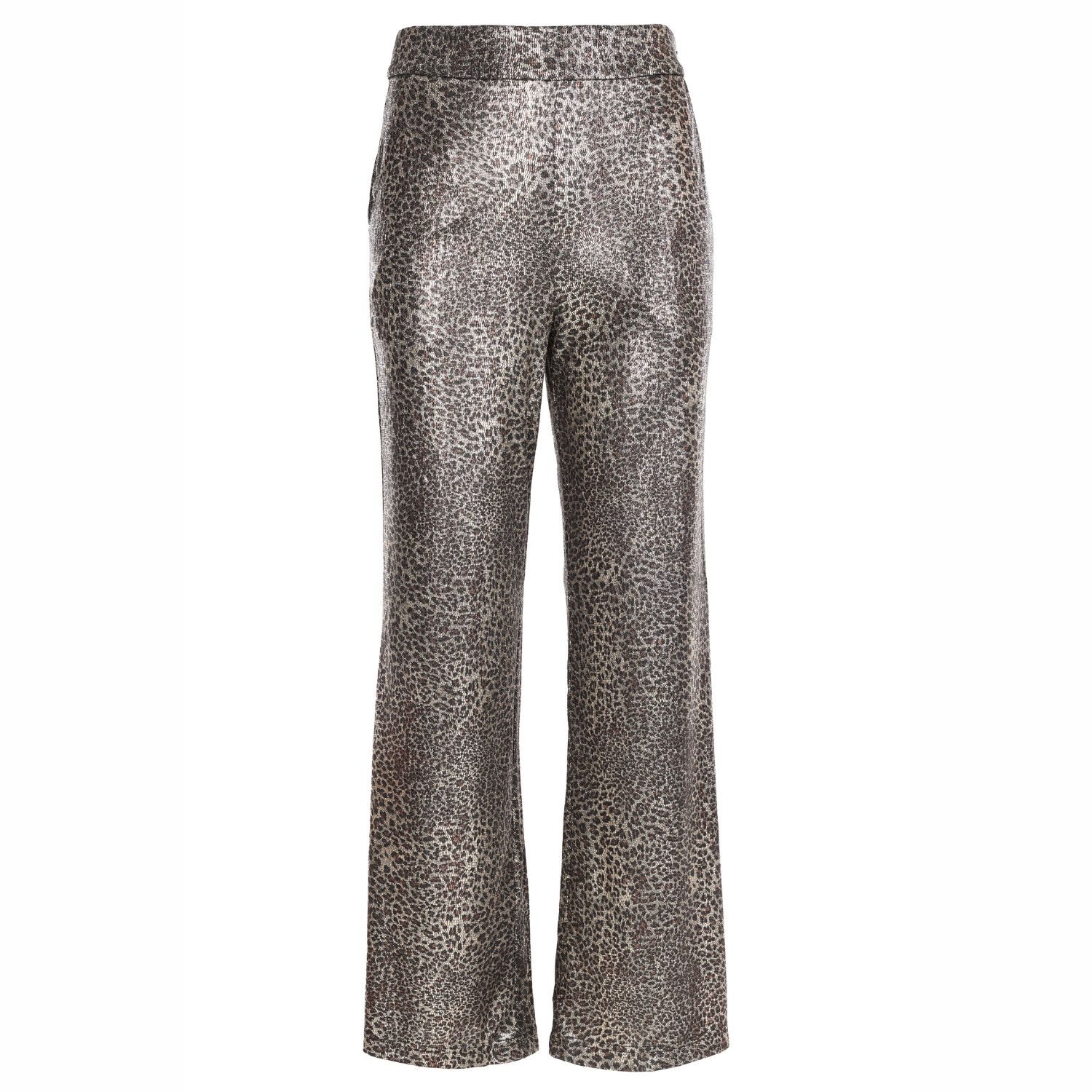 Women’s Brown Parallel Lines Metallic Leopard Print Trousers Small Traffic People